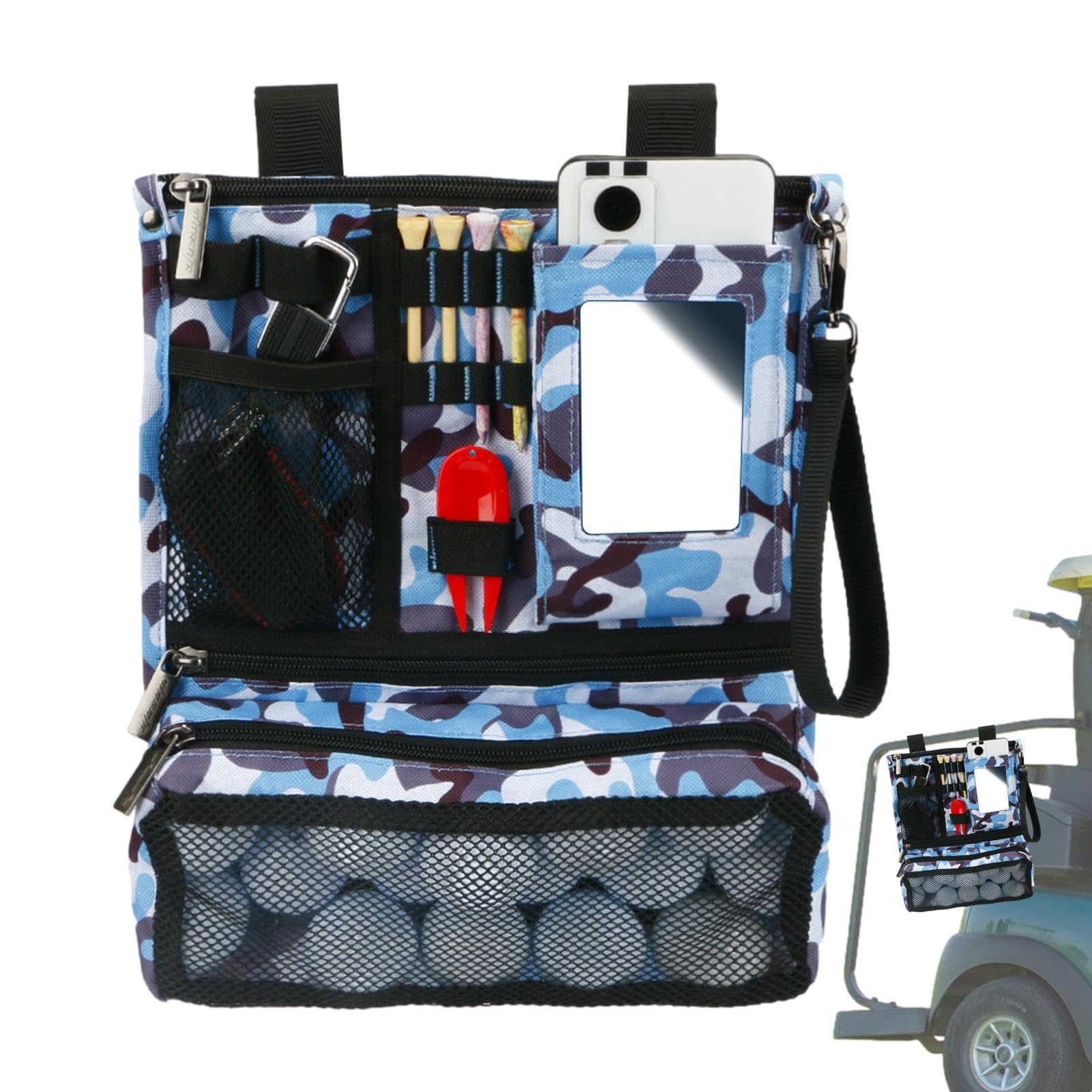 Custodia per borsa per palline da golf, custodia per borsa per da golf - Borsa per oggetti di valore con cerniera | borsa da golf per tee, organizer per sacca da golf, borsa pieghevole con m