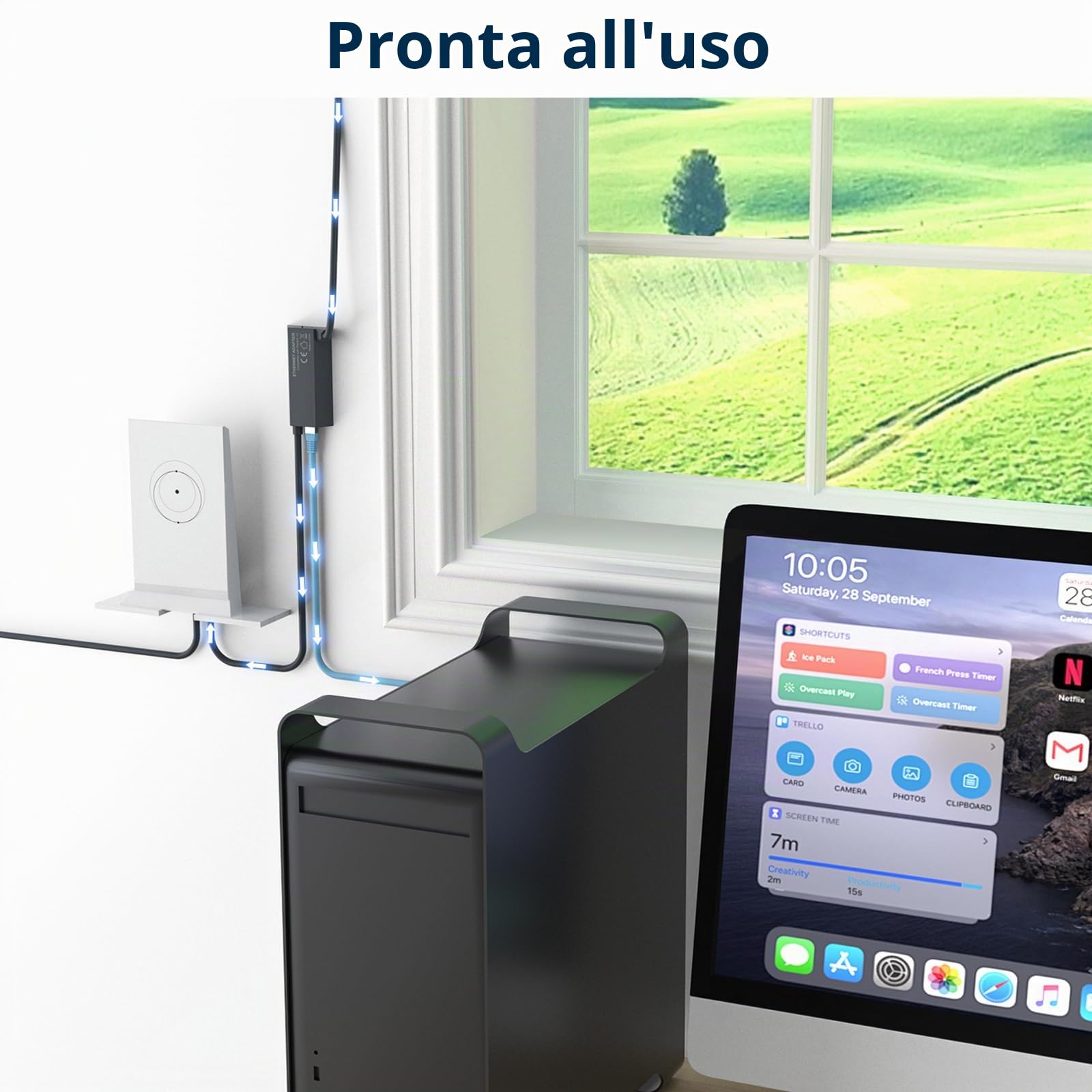 Adattatore Ethernet Starlink Internet satellitare V2 per parabola rettangolare, adattatore Starlink Ethernet con connessione di rete stabile per Starlink Actuated Gen 2
