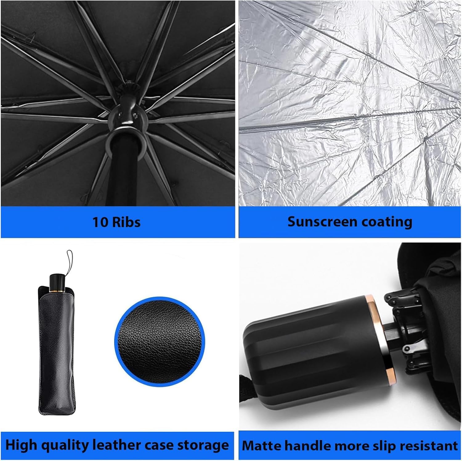 Parasol Coche Delantero, Parasol Plegable Bloquea de Los Rayos UV Paraguas Coche, para la Mayoría de Los Vehículos, 140 x 80 cm