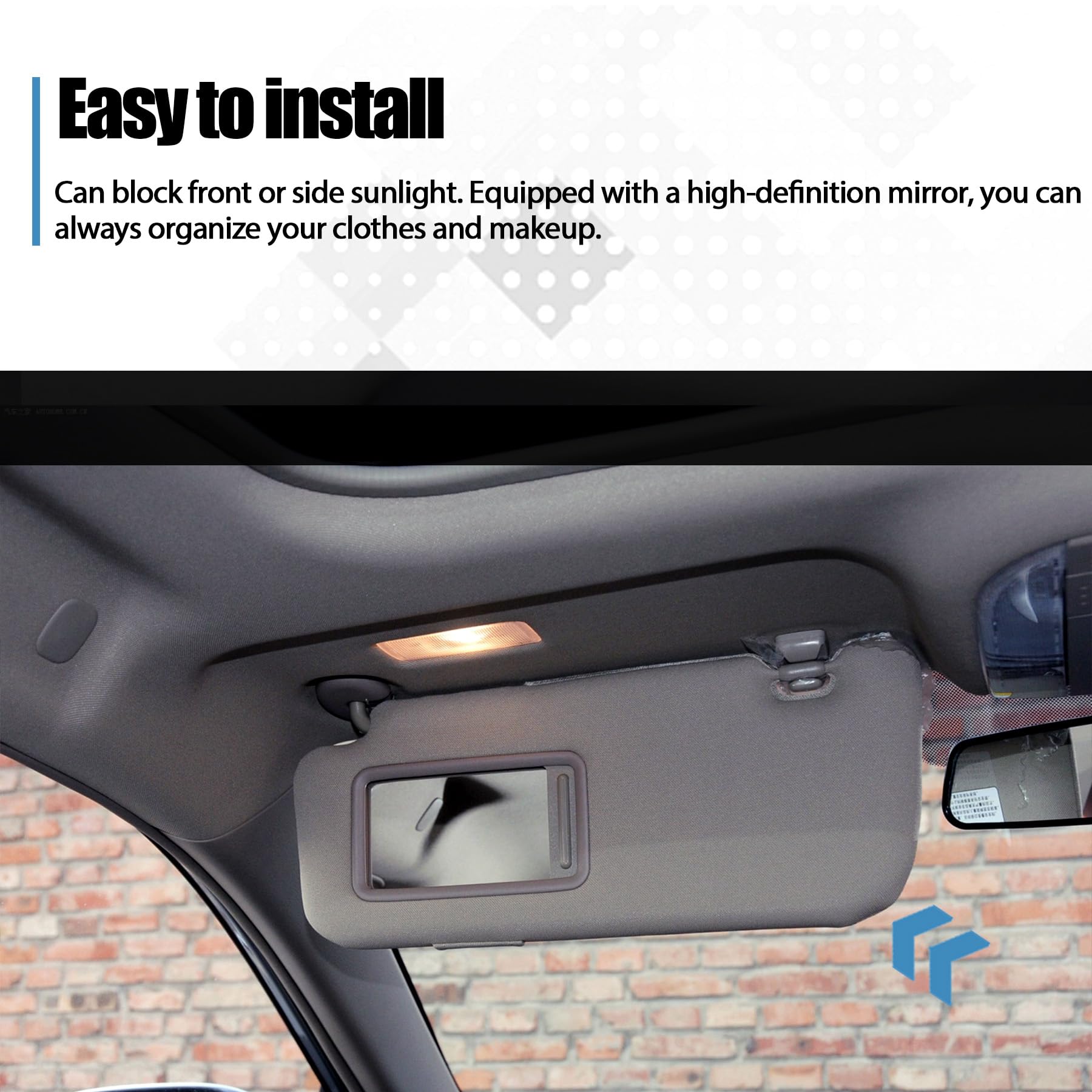 KMBNTU Gray Driver Side Sun Visor Compatible with Toyota Corolla 2007-2013 Replace Left Sun Protection Shade 74320-02711-E0