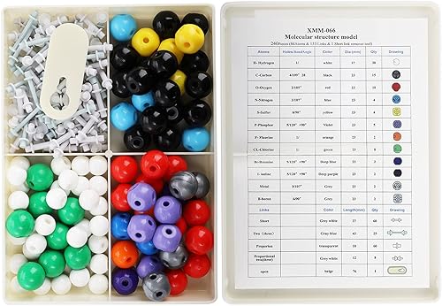 Miniatura 3 de YOPAY Kit de modelo molecular de 240 piezas, modelo de estructura molecular de química orgánica e inorgánica, 86 átomos y 153 eslabones y 1