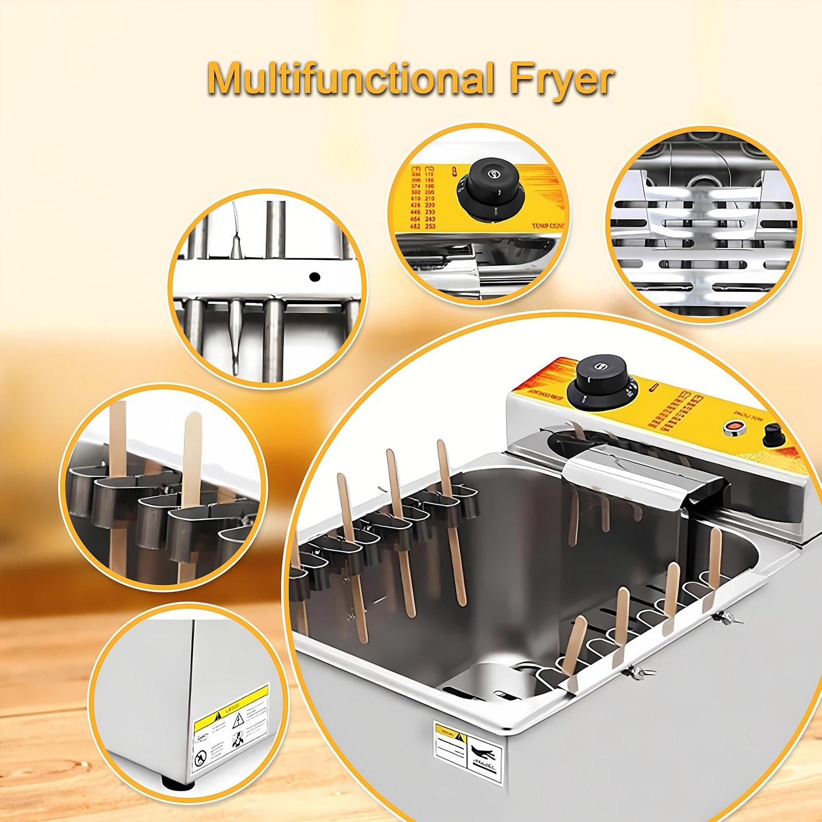 Freidora 12l De Capacidad Grande Y Temperatura Ajustable – Acero Inoxidable, 1900w, Frituras Rápidas En Restaurantes Y Food Trucks
