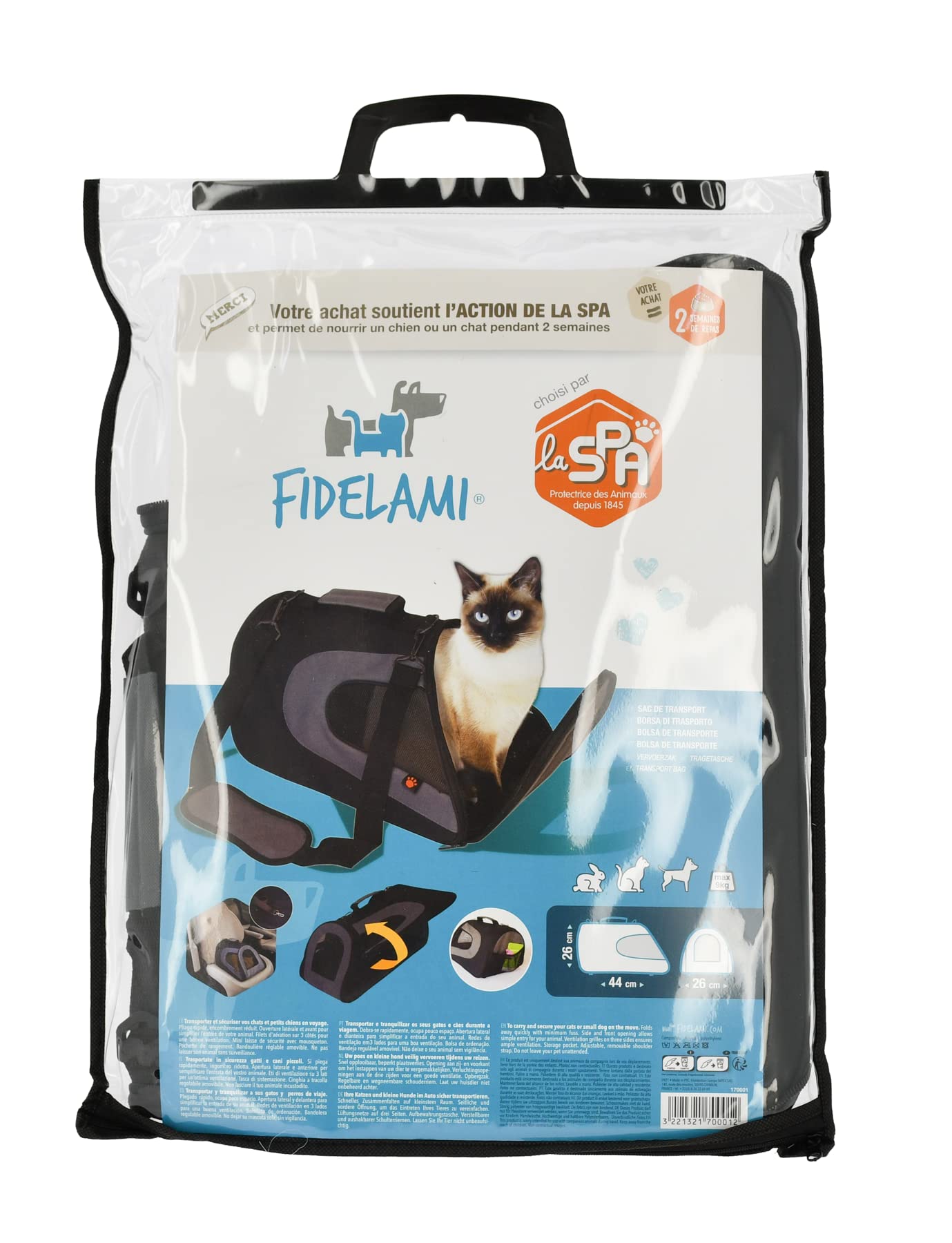 FIDELAMI 170001 Sac de transport pour petit chien, chat, lapin
