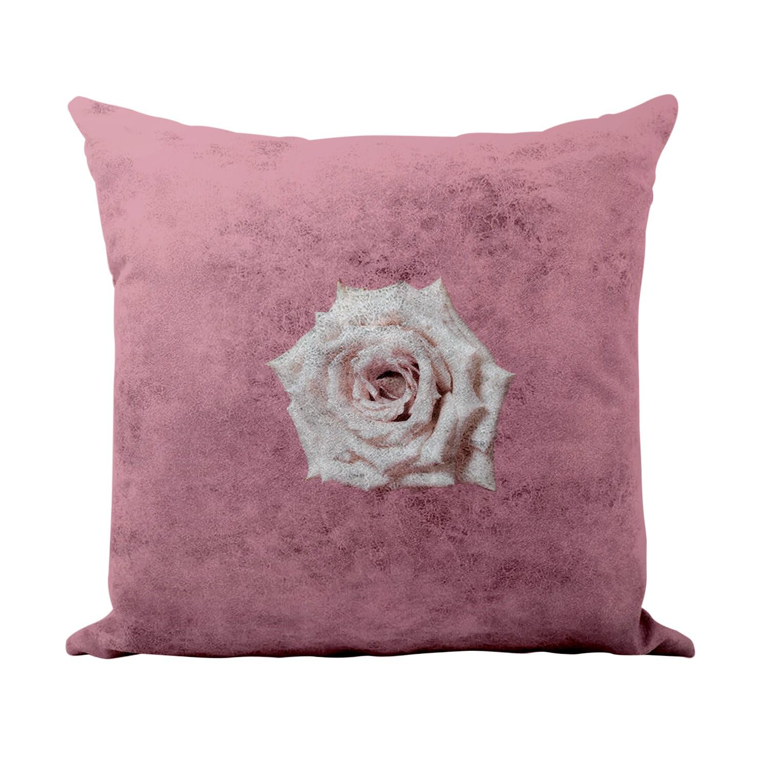 Coussin similicuir blanc au toucher cuir de qualite superieure 40x40cm rose fleur