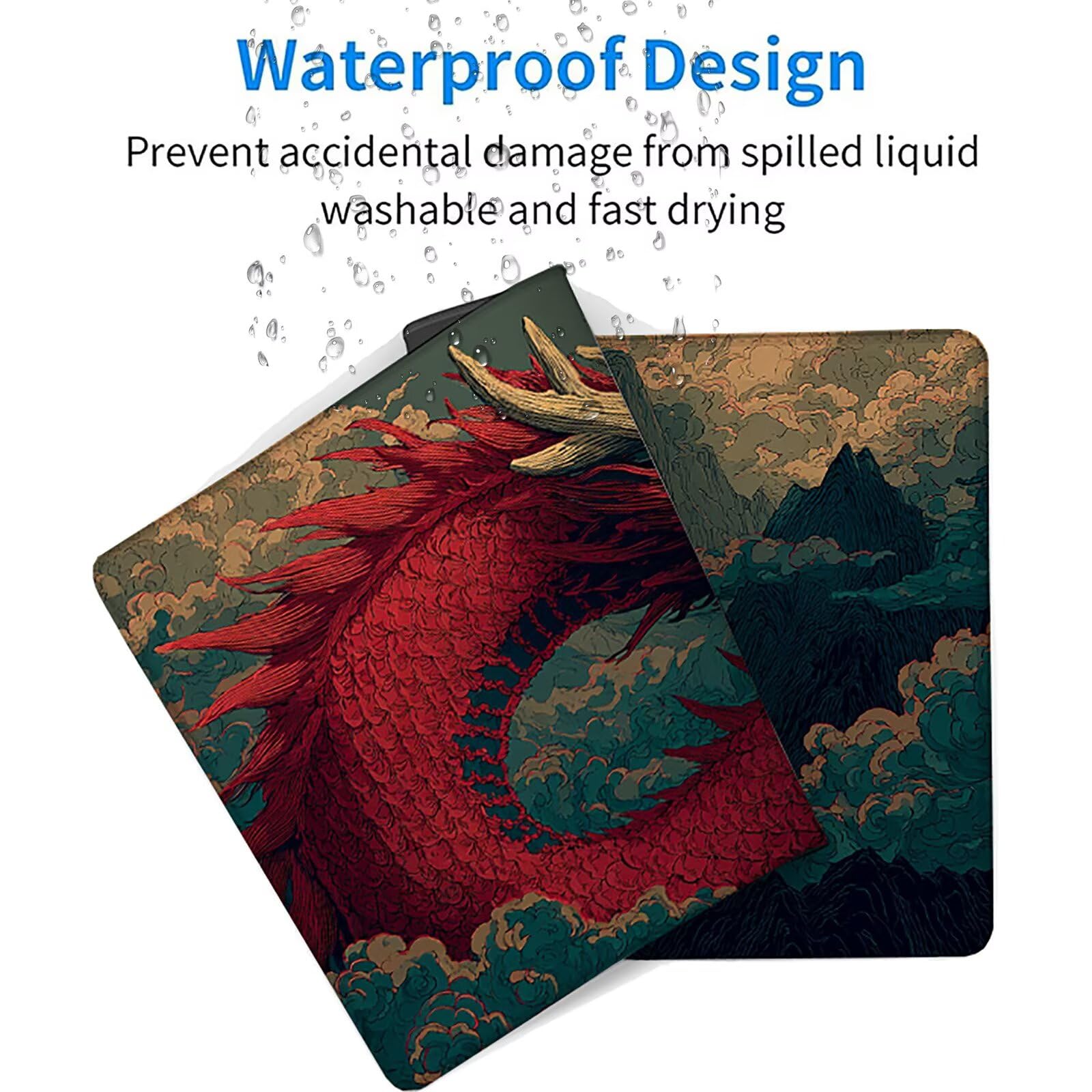Dragon Gamingowa podkładka pod mysz 1600 x 800 x 3 mm, podkładka pod mysz XXL ze zszytymi krawędziami, akcesoria gamingowe, poprawia precyzję i prędkość, podkładka pod mysz, duża podkładka pod mysz do