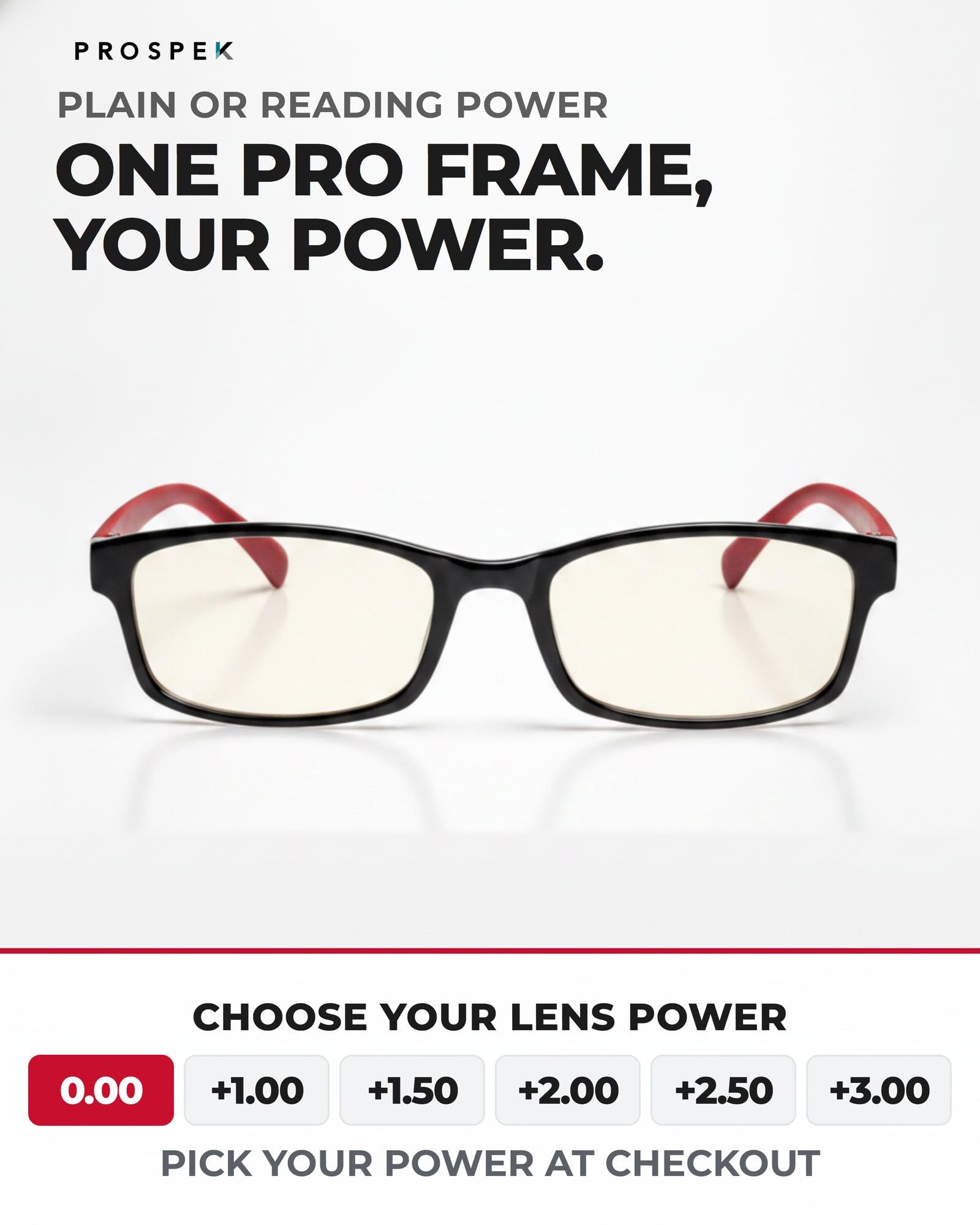 PROSPEK - Gafas para ordenador Premium – Professional – Con filtro de luz azul y antirreflejante (+1.25 Dioptrías | Rojo y Negro | Tamaño Regular)