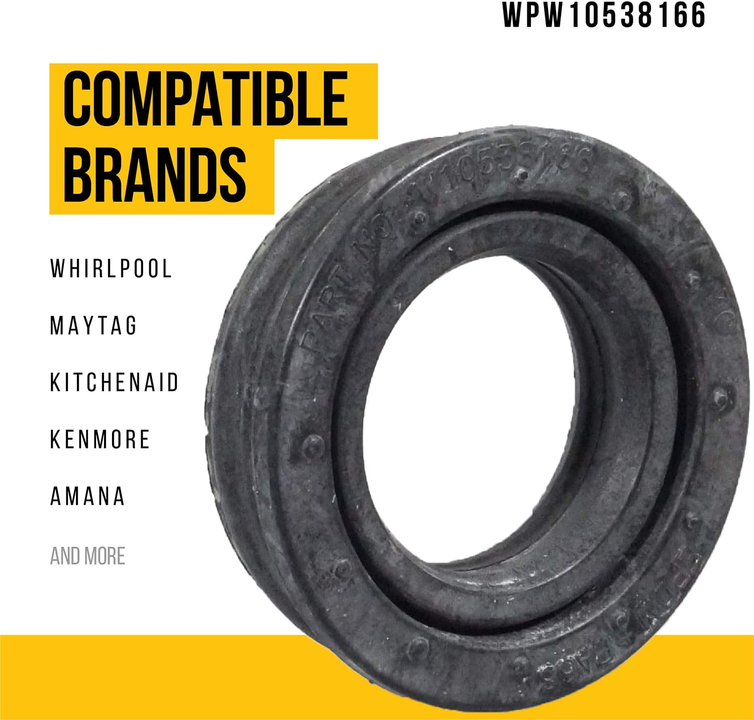 PartsBroz WPW10538166 Grommet - Compatible With Whirlpool Kenmore KitchenAid Maytag Dishwasher - Replaces W10538166 AP6022761 PS11756098 WDT730PAHZ0 WDT970SAHZ0 WDT750SAHZ0 WDT710PAYM5 WDTA50SAHZ0