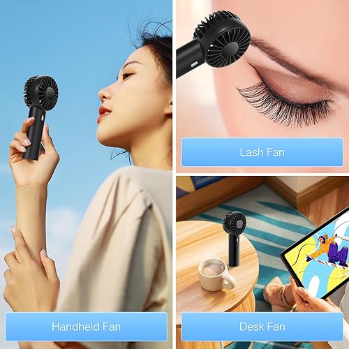 Miniatura 6 de wegte Ventilador de mano, ventilador portátil recargable, ventilador USB recargable de 1200 mAh, ventilador de escritorio pequeño personal de 3