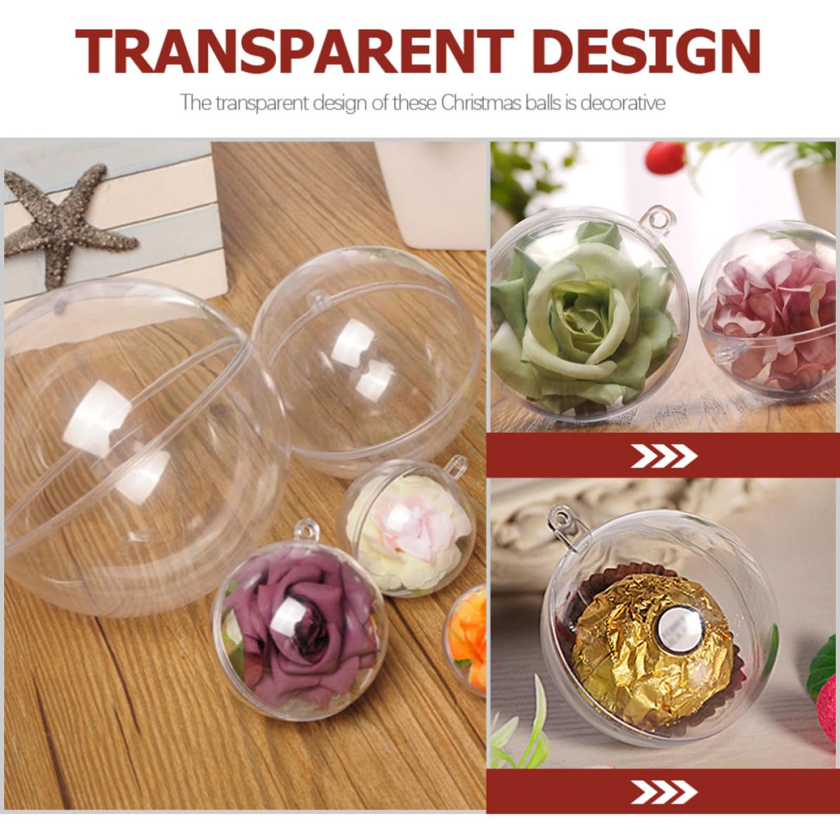BESPORTBLE 40 Stück Befüllbare Weihnachtskugeln Transparente