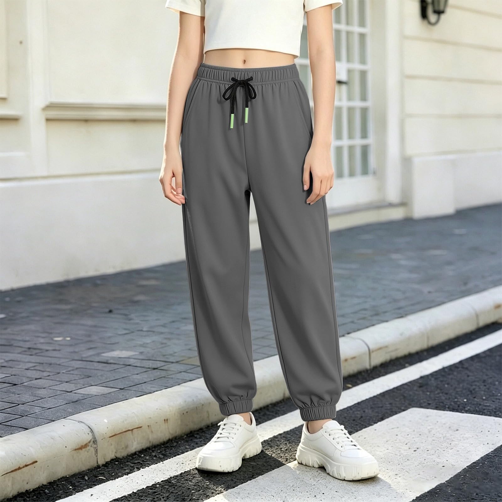 Pantalones Joggers Niños Cintura Elástica Chándal Corte Holgado Pierna Ancha Secado Rápido Transpirable Deporte