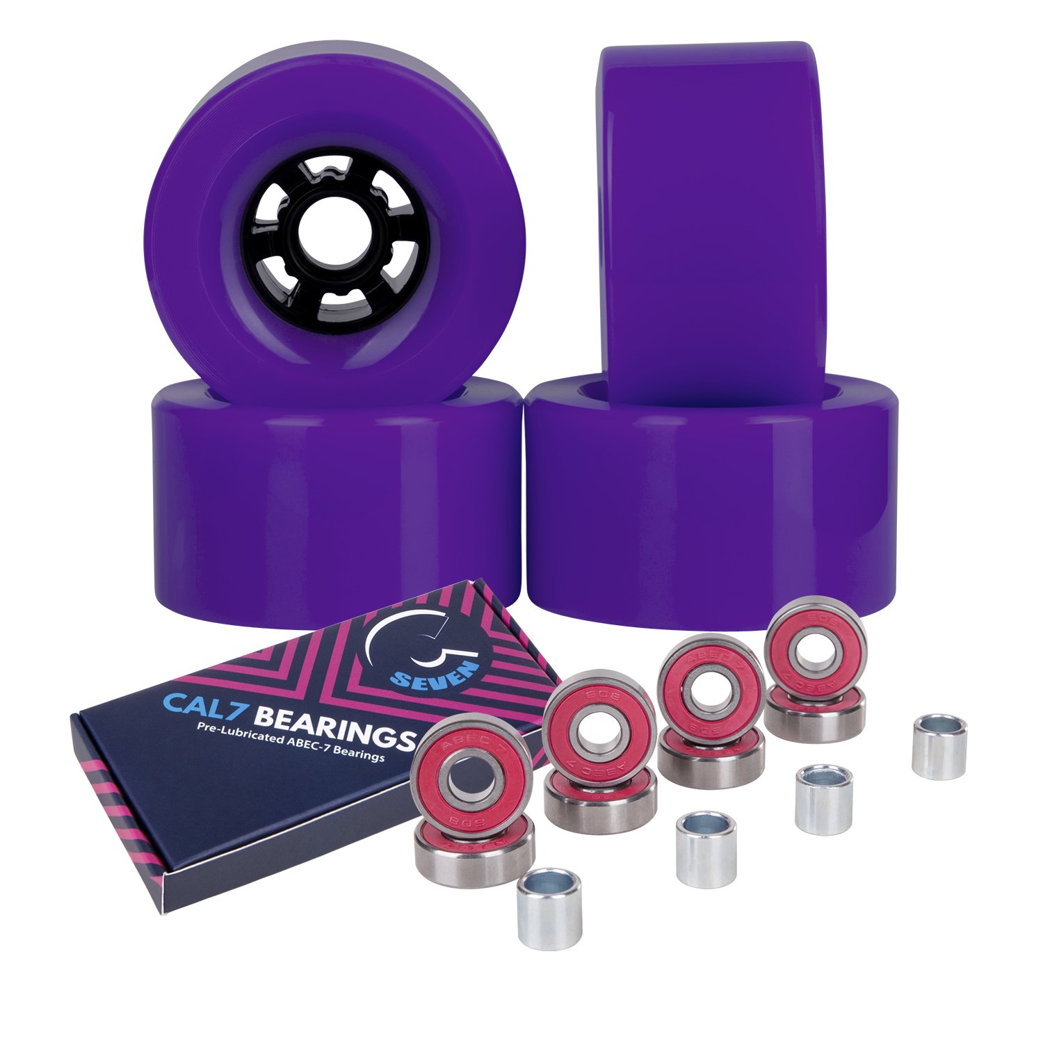 Cal 7 90mm 78A Cruiser Skateboard Wheels, Longboard Flywheel (Solid Purple)