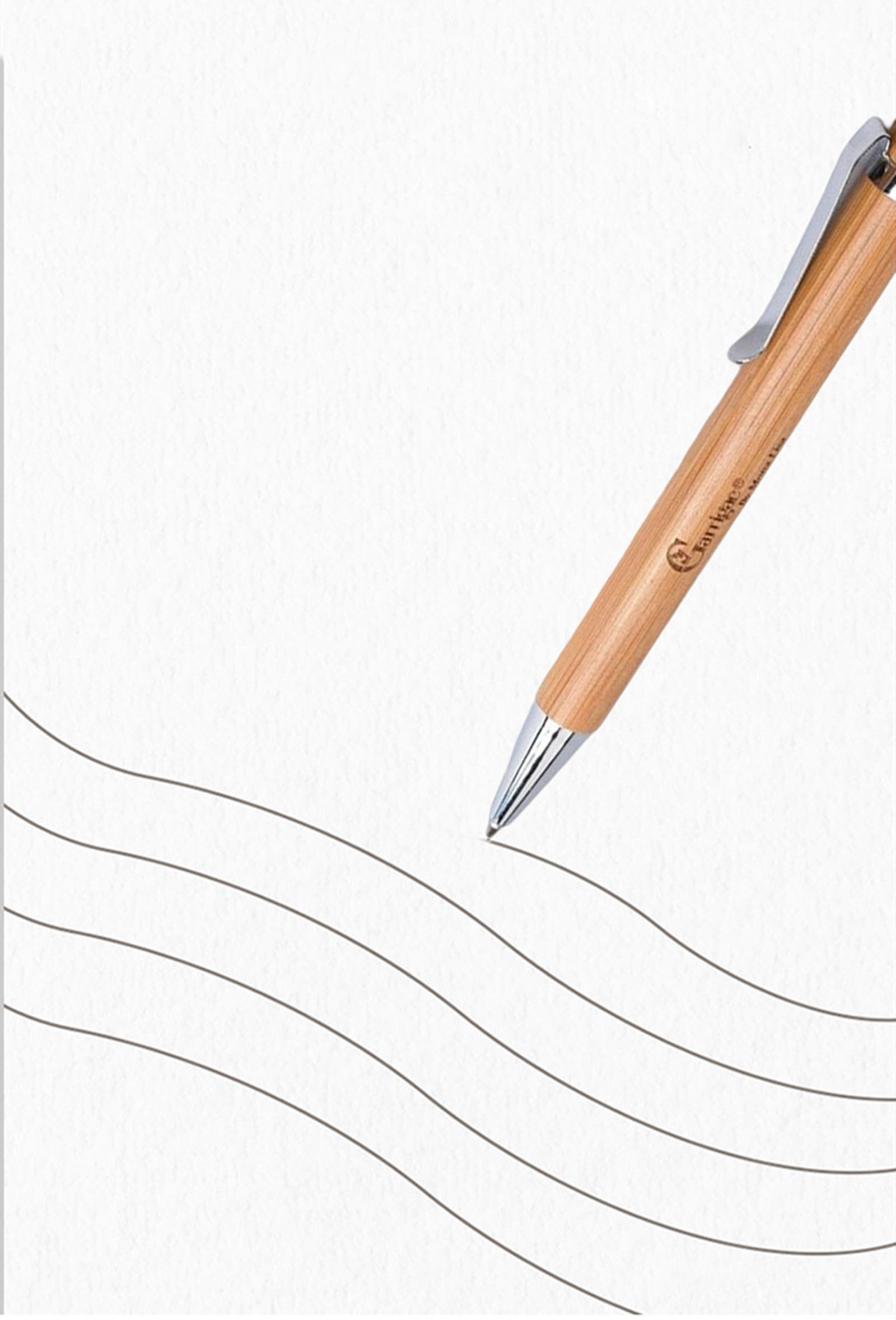 Teogneot 20 Pieces Bamboo Retractable Ballpoint Pen Black Ink 1 mm Office Products Pens Bamboo Ballpoint Pen Wood Ballpoint Pens - Image 2