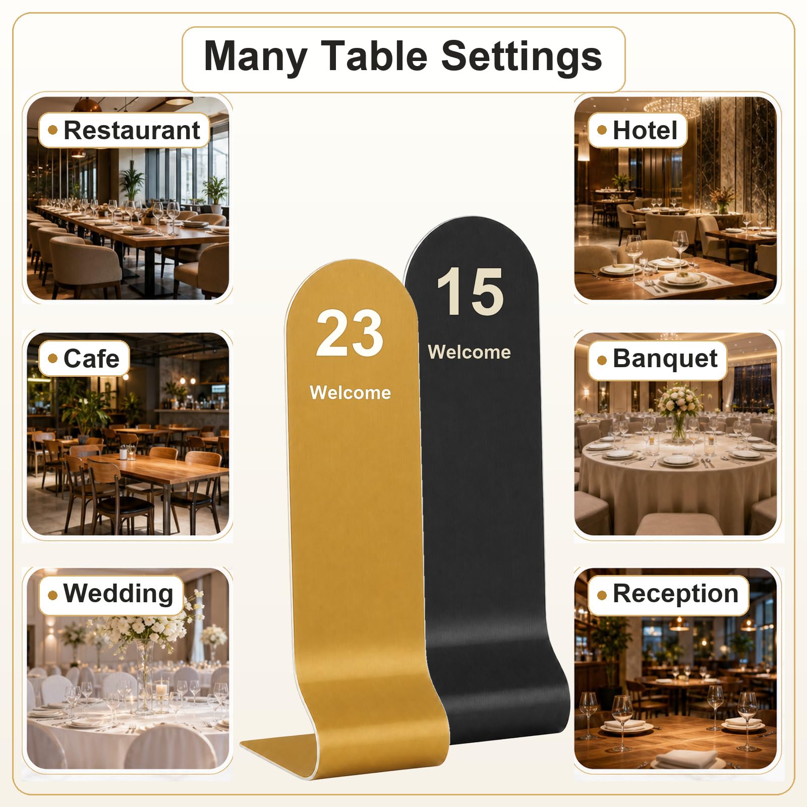 Numery stołów restauracyjnych, numery stołów stalowych, tablice numeryczne, wielokrotnego użytku, można układać w stos, łatwe do czyszczenia, na bankiety, do restauracji, na imprezy i