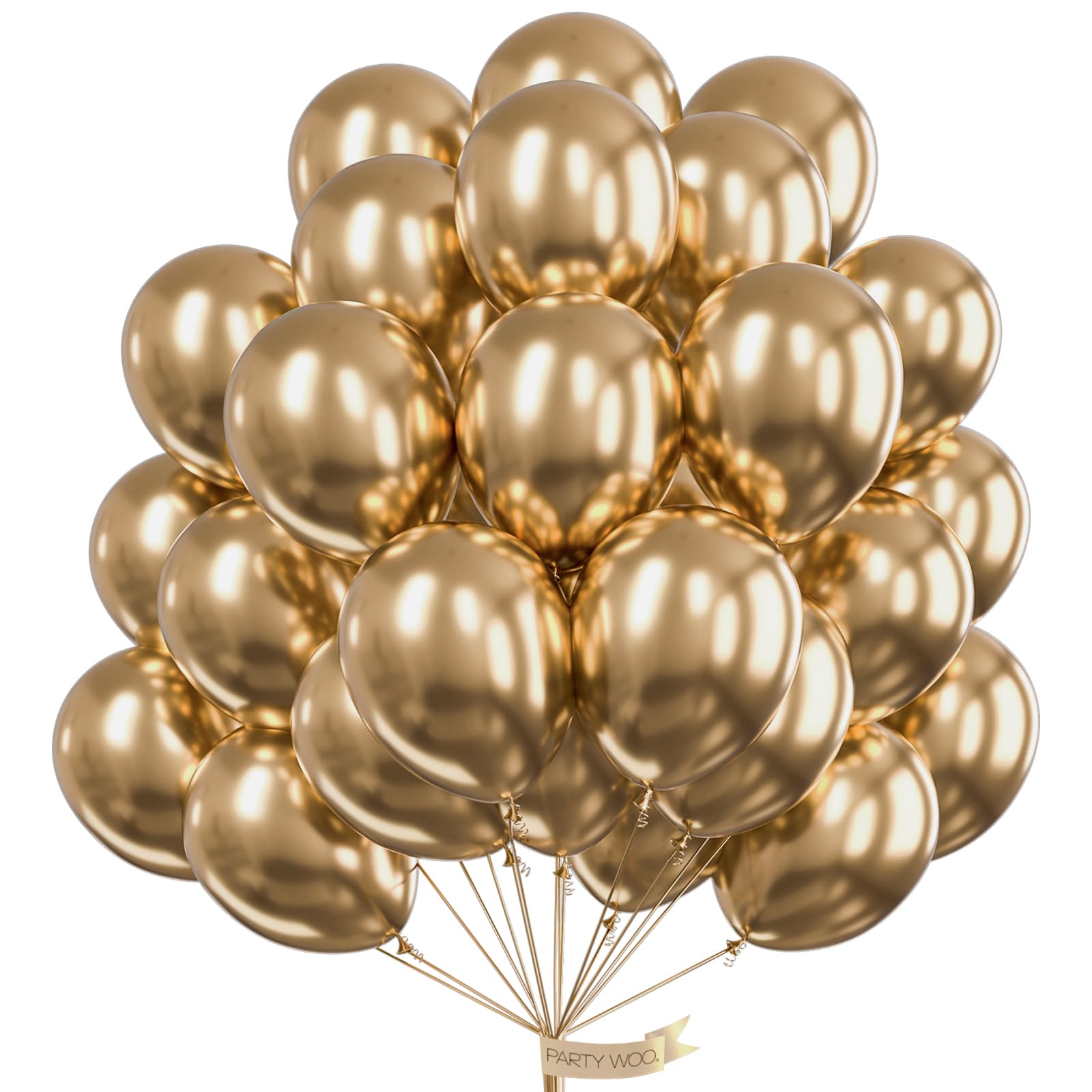 PartyWoo Chrome Gold Balloons 101 pcs 12 Inch Metallic Gold Latex Balloons for Graduation Baby Shower Gender Reveal Christmas Wedding New Year Anniversaries Birthday Party Decorations Gold-G127