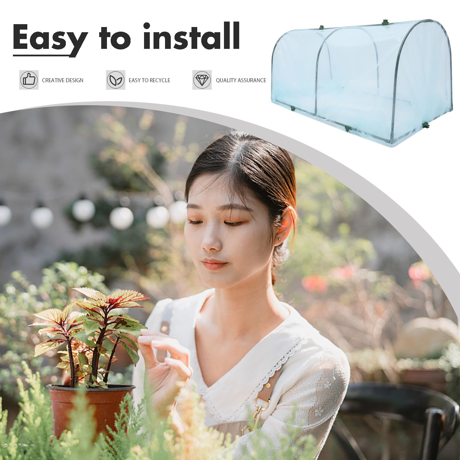 Kit de Invernadero de Jardín, Invernadero de Flores, para Verduras y Flores, Hierro y Película PP, Uso Exterior en Jardín, Protección contra Lluvia y Viento