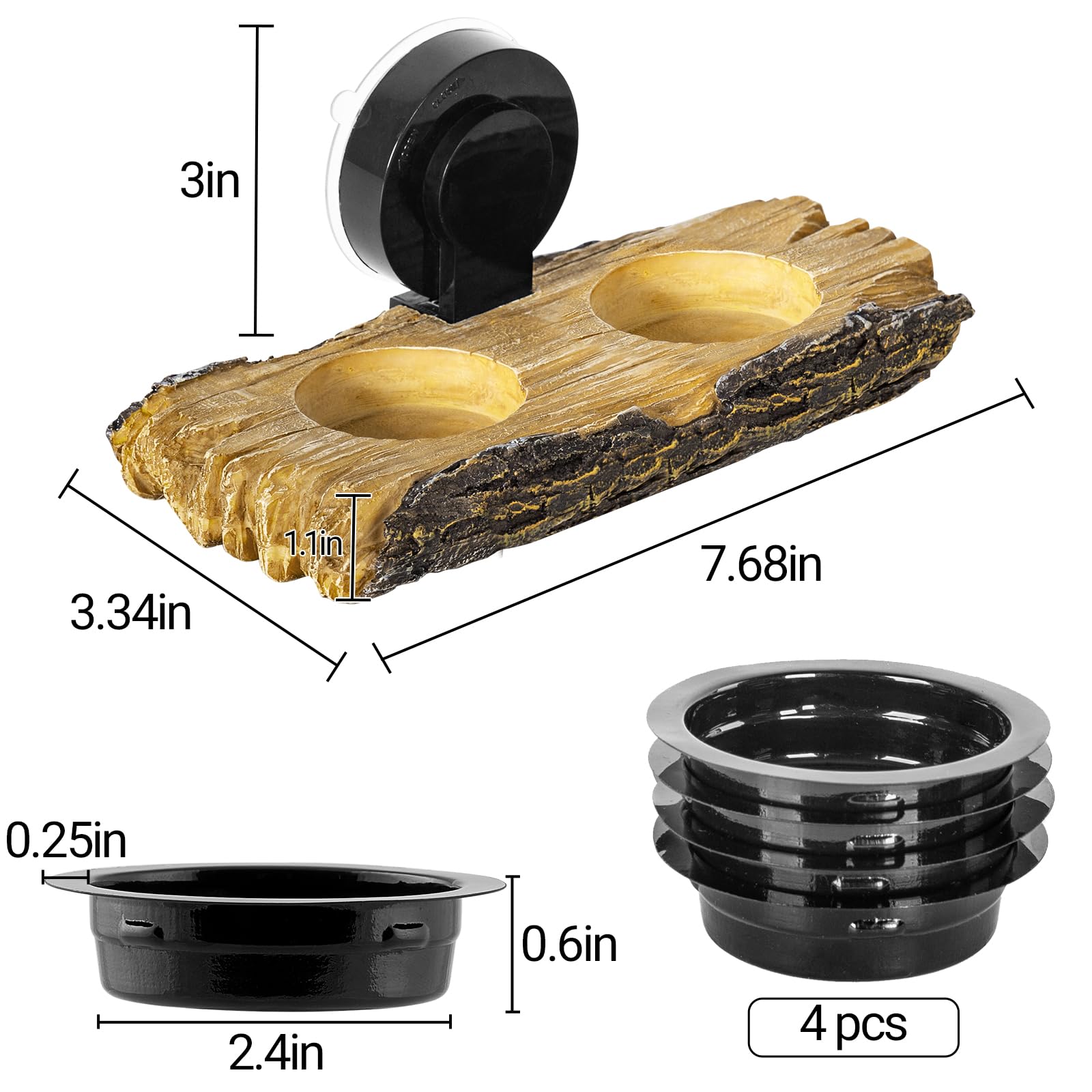 2 in 1 Reptile Feeding Ledge & Turtle Basking Platform Resin Suction Cup Feeder with 4PCS Cups Terrarium Water Bowl Food Dish - Tank Accessories for Crested Gecko Lizards & Aquatic Turtles product thumbnail 8