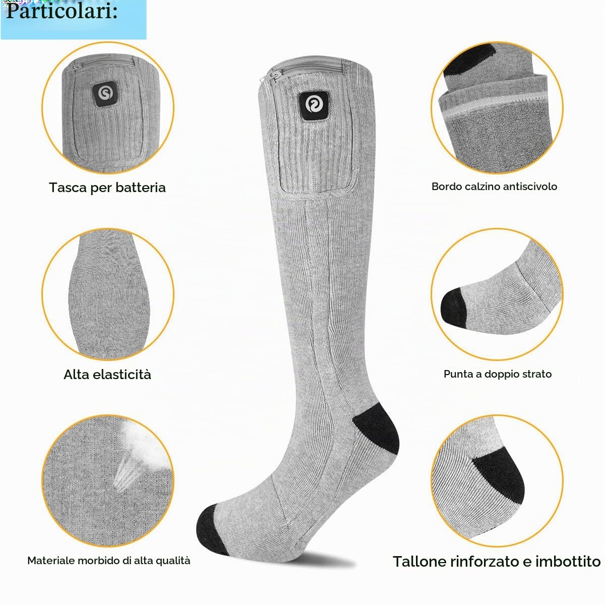 BARCHI HEAT Calze riscaldate per Uomini e Donne, Calze riscaldate elettriche Ricaricabili, scaldapiedi Invernali, Adatte per Sci, Ciclismo, Pesca, Caccia, ECC.