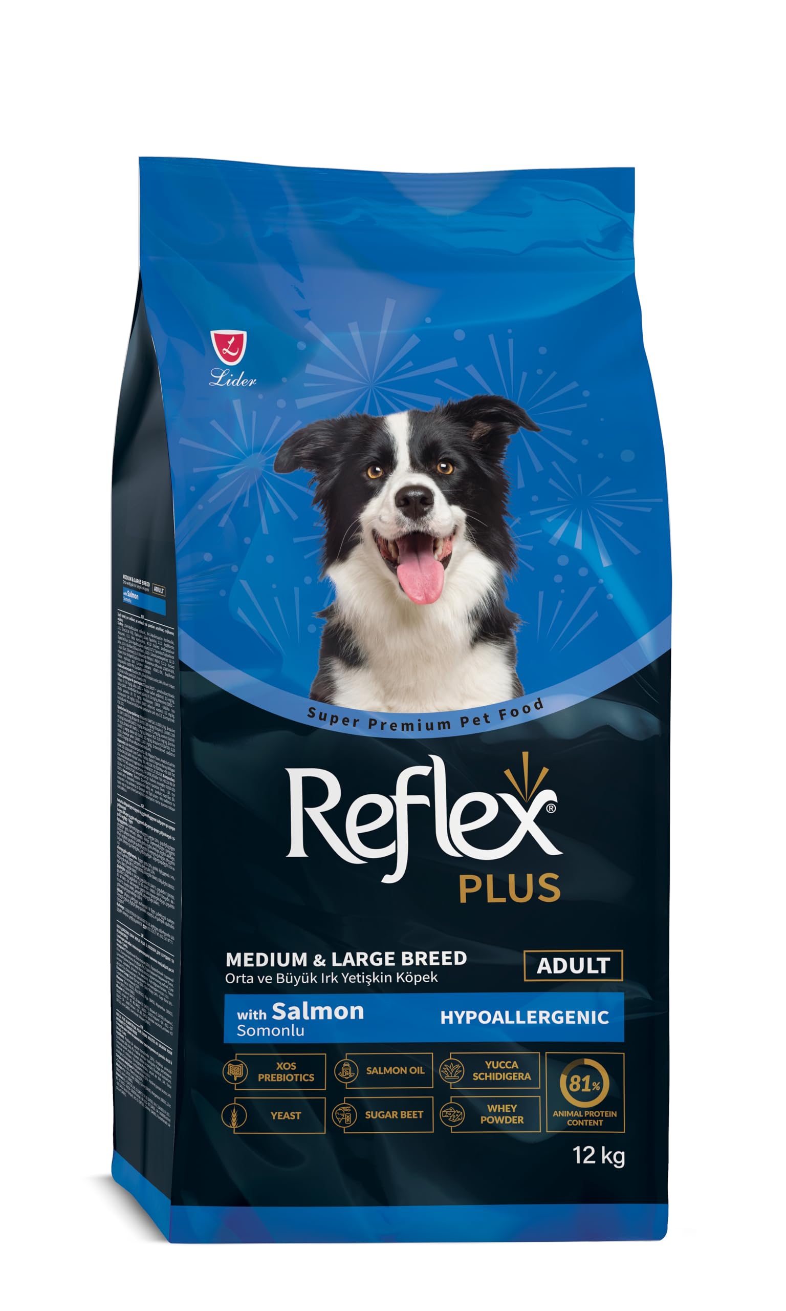 Reflex Plus Orta ve Büyük Irklar için Somonlu Yetişkin Köpek Maması 12 kg