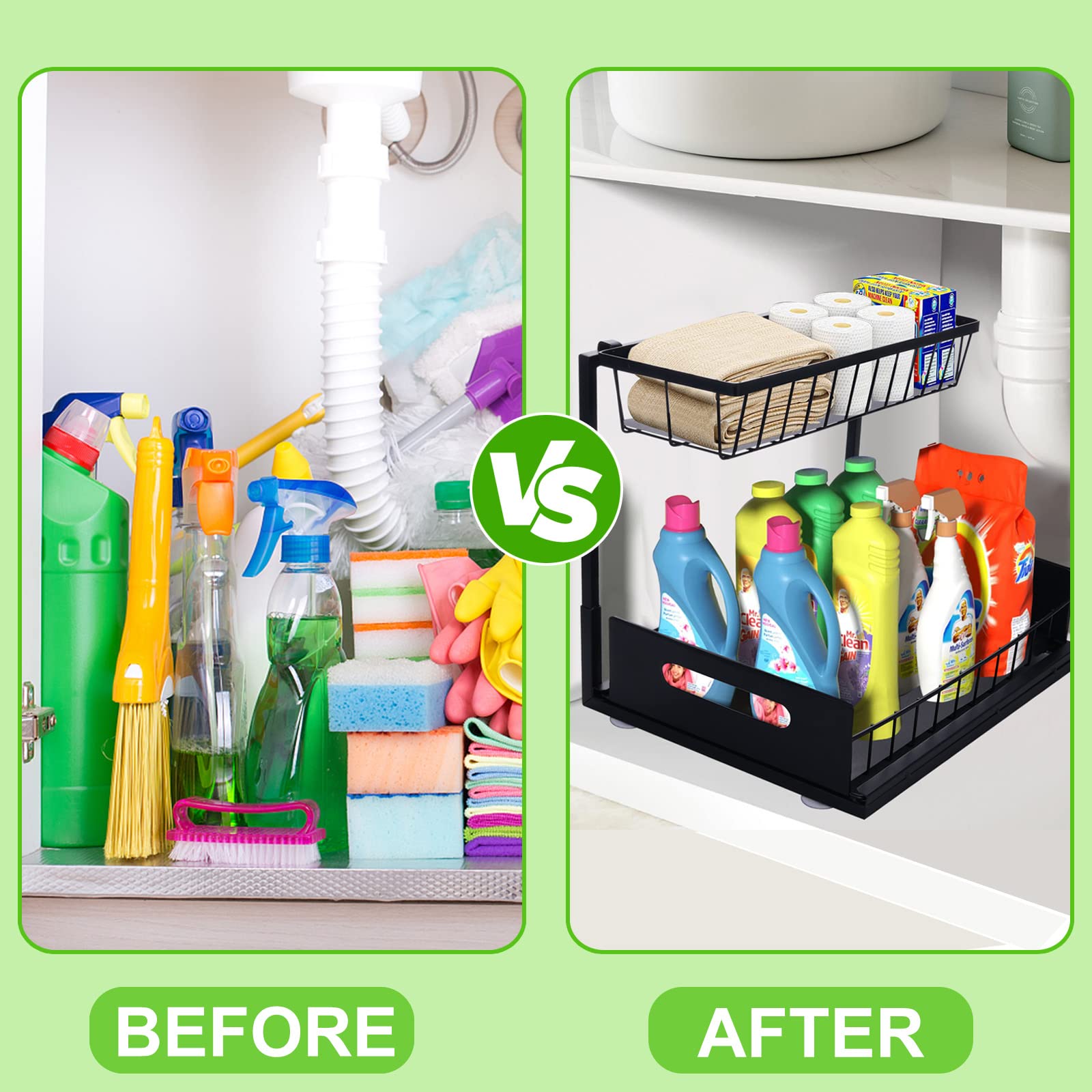 Organizzatore sotto il bagno - Portaspezie da appoggio a 2 livelli, organizer sotto il mobiletto del bagno | Scaffale per da cucina, scaffale multiuso per lavelli, cucina, scrivania, bagno