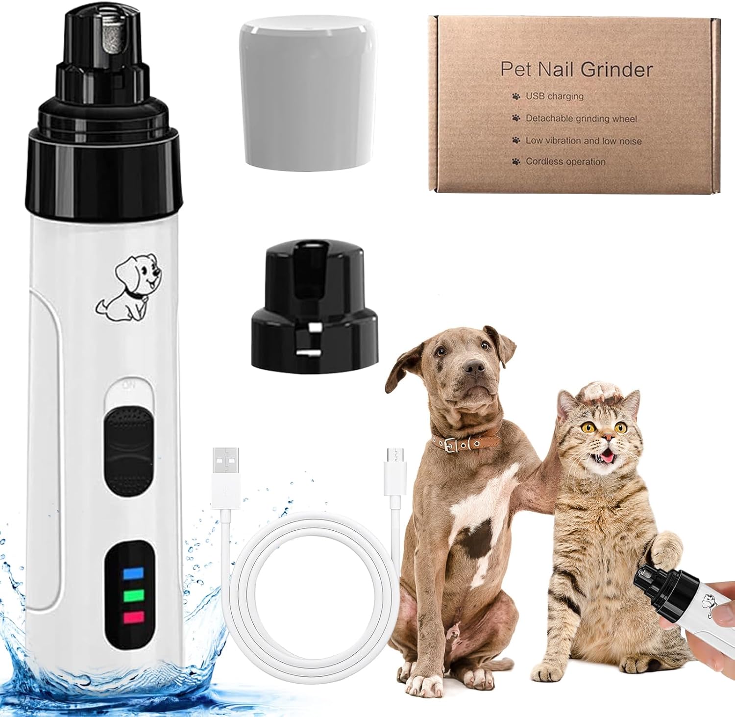 Heusom Silent Groom Pro Nail Grinder,2025 New Heusom Dog Nail Trimmer,Super Quiet Pet Paws Grooming Smoothing Tool,Rechargeable USB Charging Pet Nail Grinder for Dog Nail Grinders