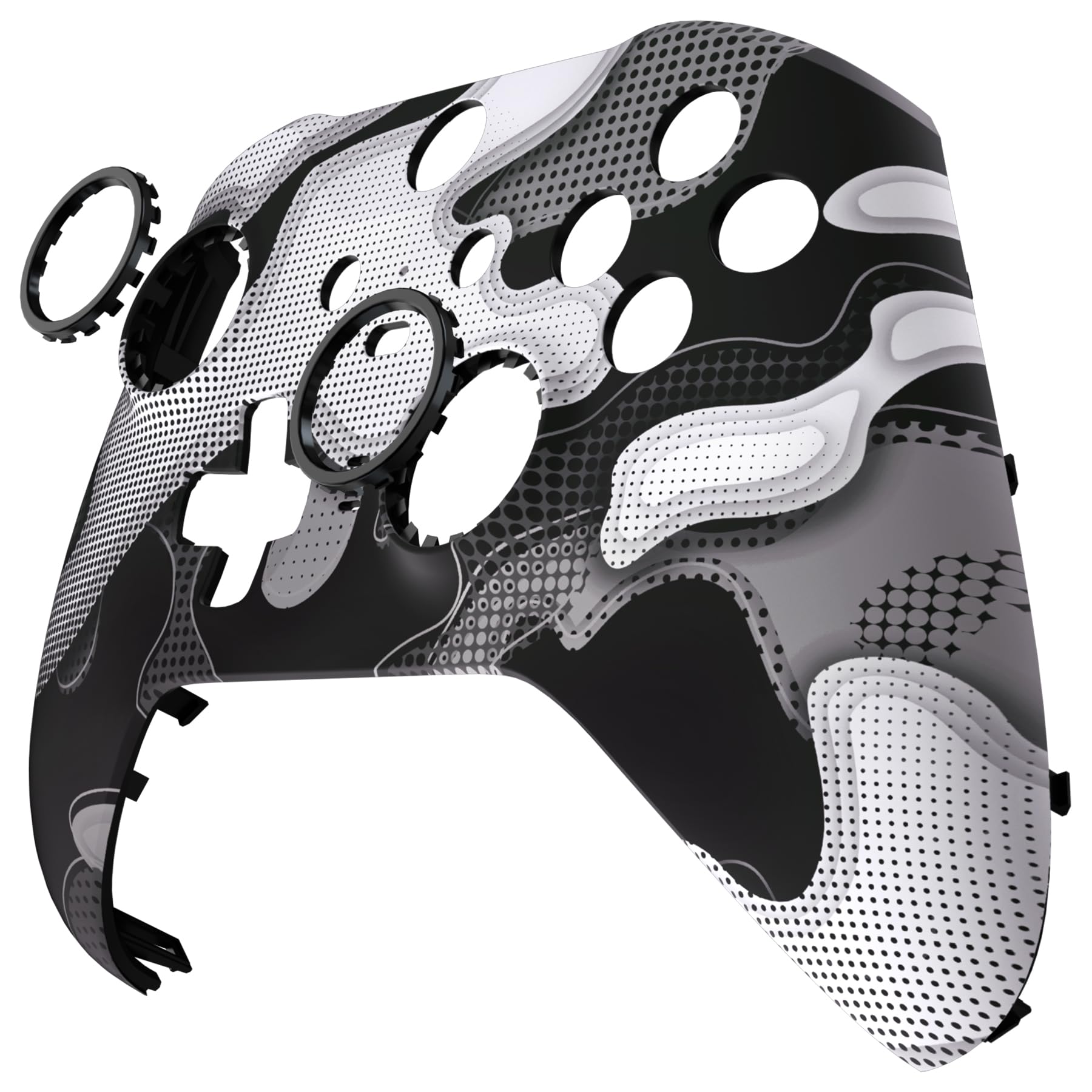 eXtremeRate Custodia Frontale per Xbox Elite Series 2 Controller Model 1797,Cover Scocca Case Ricambio per Xbox Elite Series 2 Wireless Controller Core&2 Anelli-Bianco Nero Mimetico