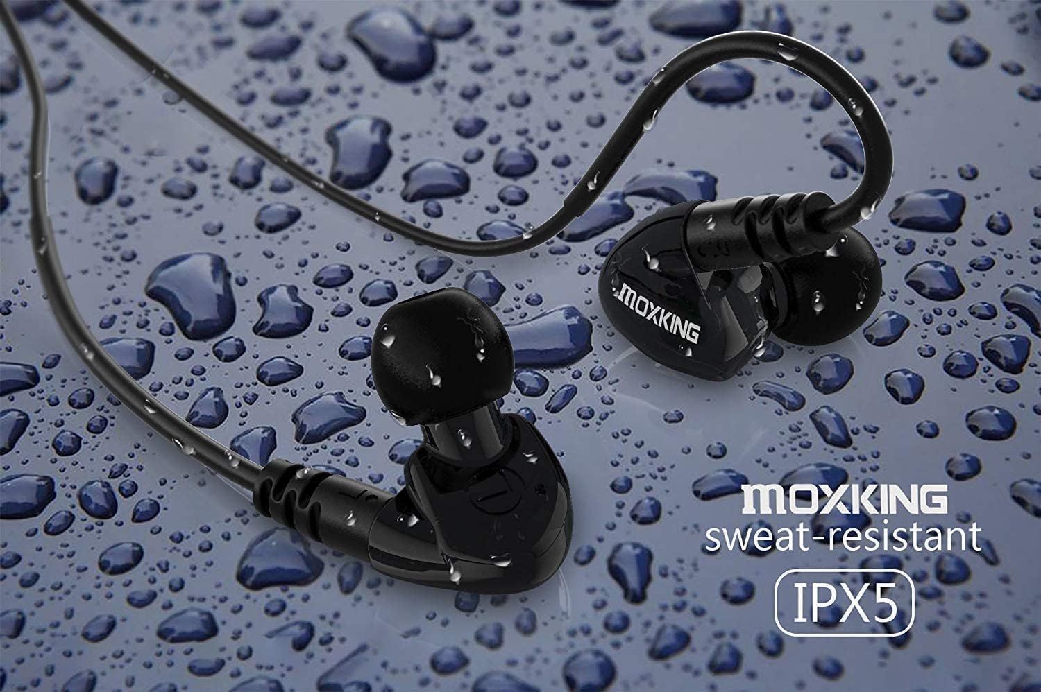 MOXKING Cuffie USB C Running Sports Earbud, tipo C, cablate Over Ear In Ear Headsets Enhanced Bass Stereo Auricolari con microfono e telecomando per Running Jogging Gym (Black-TypeC)