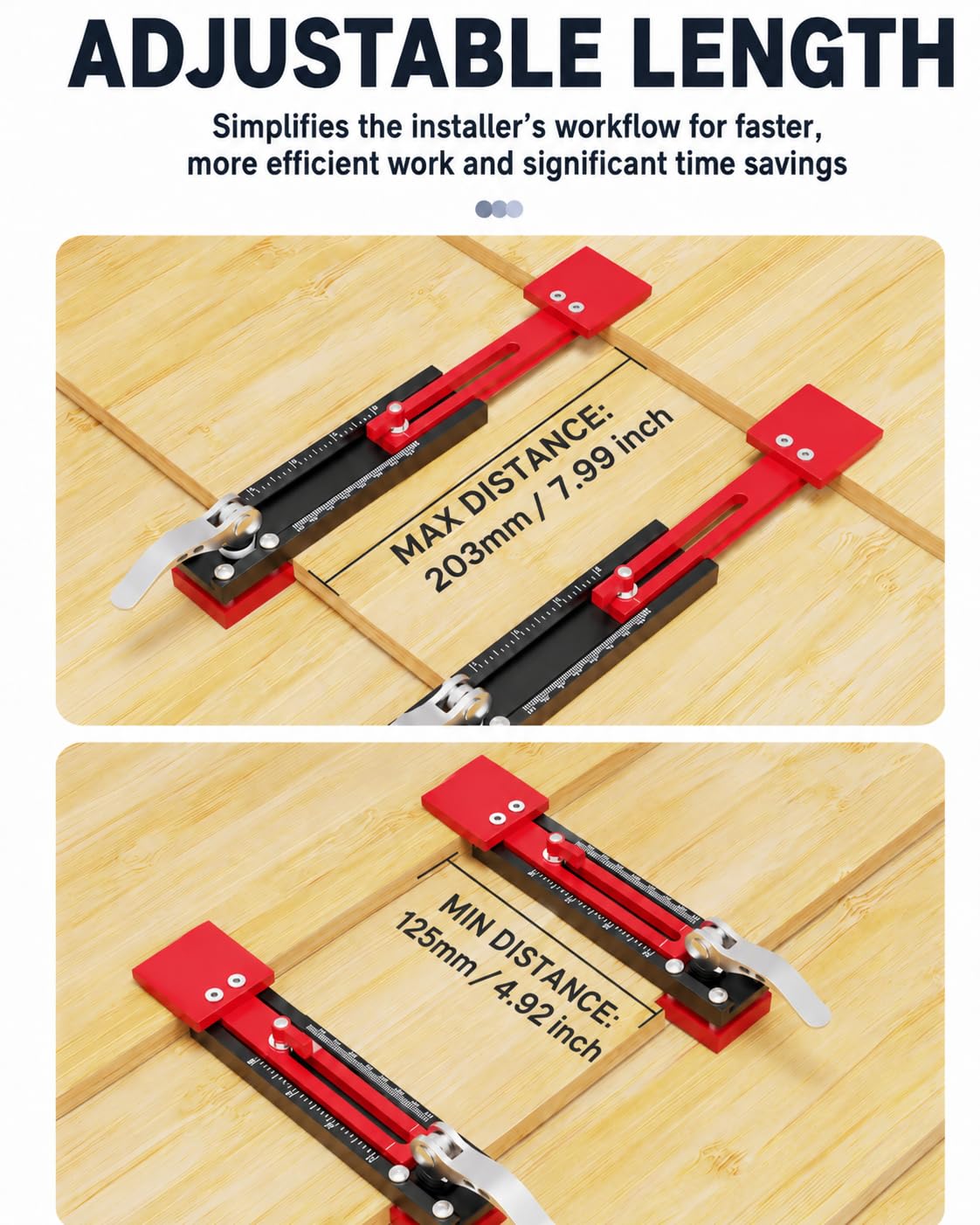 Outils de Pose de Bardage, 2 Pièces Jauge en Alliage d'Aluminium Kit de Fixation avec Jauge de Mesure, pour 10-15mm Fibro Ciment Panneaux