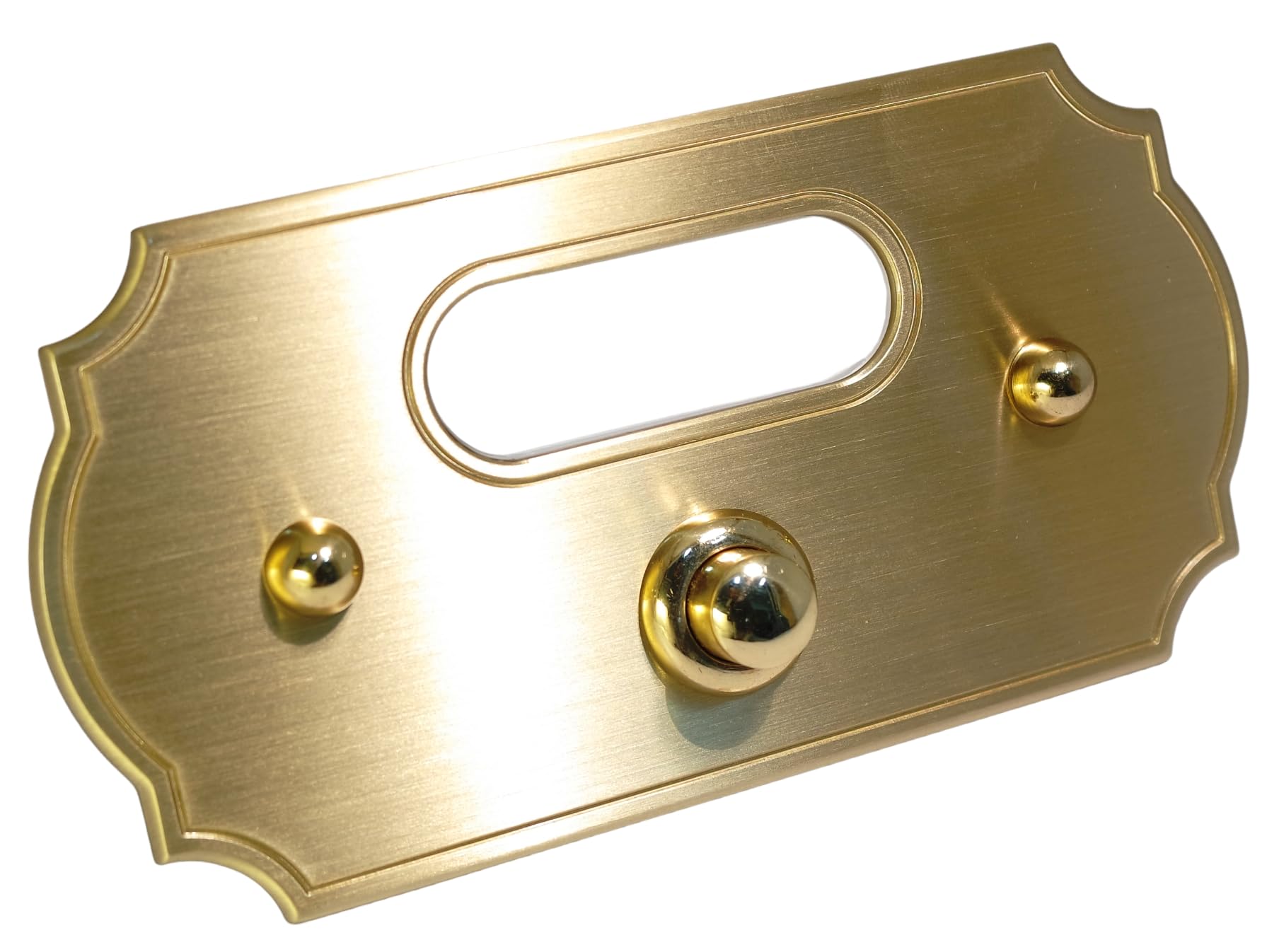 Neroni Mameli Placca Campanello in Ottone Satinato per Esterno abitazione - Porta Ingresso Casa, con Pulsante Elettrico - Modello Adriano - Made in Italy