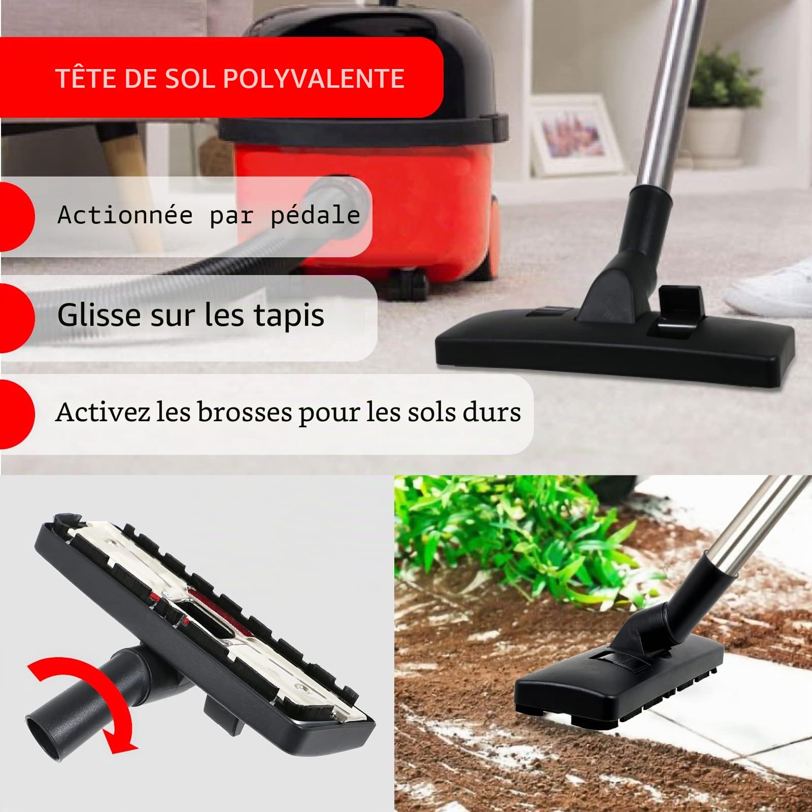 SPARES2GO Kit De Brosses De Rechange pour Numatic Henry Hetty Aspirateur (2,5 m)