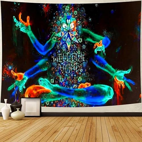 Delur Tapiz de meditación de yoga, colorido zen espiritual chakra, tapiz indio, hippie, bohemio, psicodélico, abstracto, tapiz colgante de pared