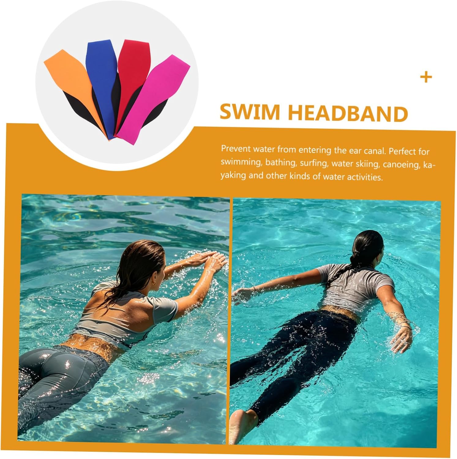 4pcs Swim Headband Adjustable Shower Ear Covers for Adults Breathable Neoprene Ear Protection for Swimming Bathing and Water Sports