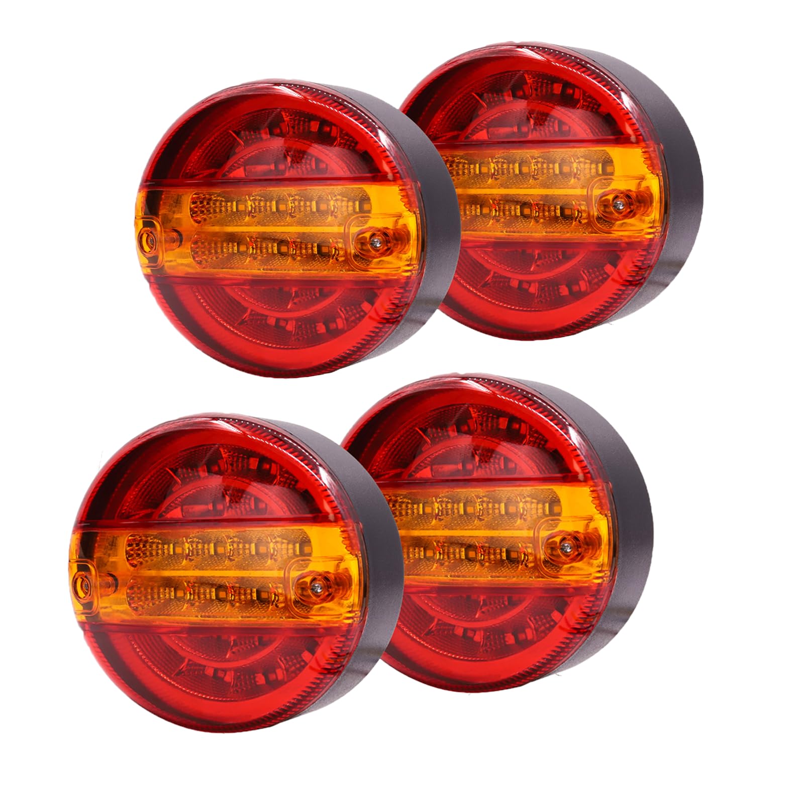 2PCS feu arrière de remorque, 20 LED rondes feux de freinage hamburger feux arrière de camion étanches feux arrière indicateur lampe 12V 24V pour camion remorque camion caravane van