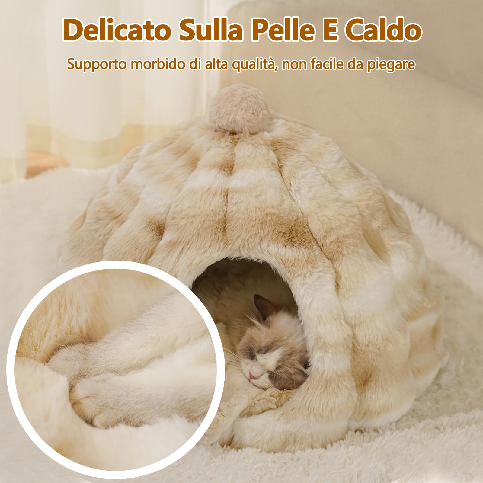 Galatée Letto Per Gatti, Cuccia Morbida e Calda, Cuccia Per Cani Con Cuscino Imbottito Rimovibile e Lavabile, Graziosa Tenda Per Animali Domestici, Nido Per Animali Domestici(XL, Grigio)