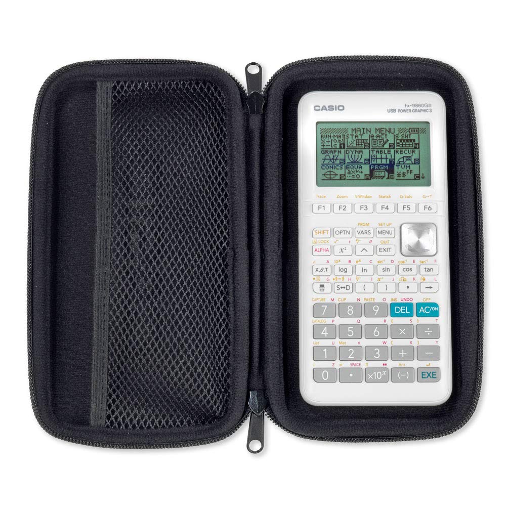 Casio Graph-Case, Schutztasche für Grafikrechner, schwarz, Carbon Design, mit Innentasche für Zubehör, 12.5 x 22 x 3.8 cm