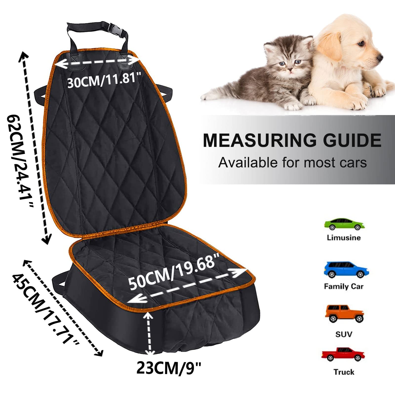 2-Pack Waterproof Dog Car Seat Cover For Front Seats – Non-Slip, Scratch-Proof, Fits Cars, Trucks & SUVs