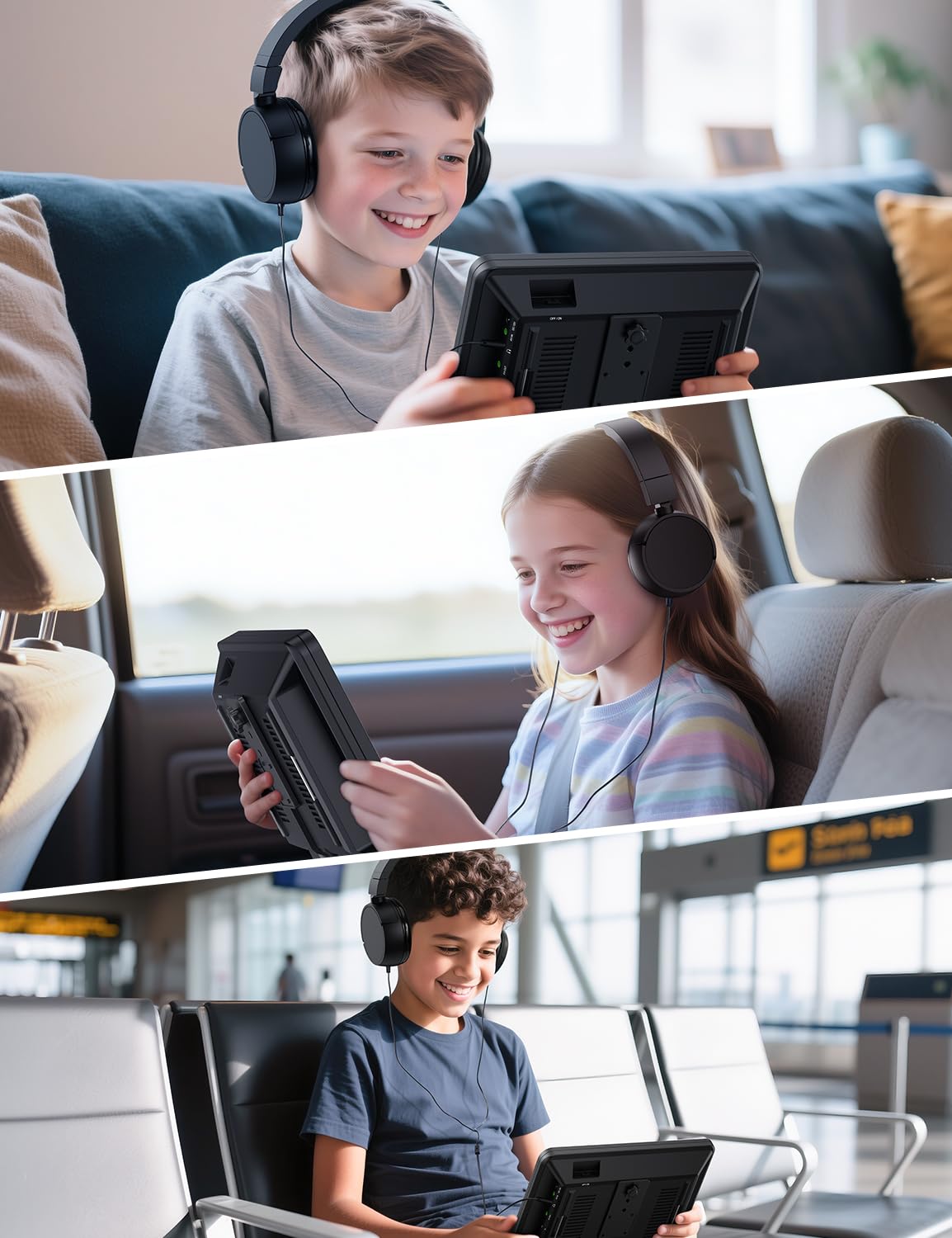 Reproductor de DVD Portátil para Automóvil 10,5" con HDMI, Batería Recargable, USB/TF