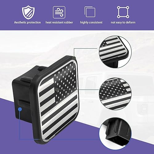 Miniatura 3 de 1 funda cuadrada para enchufe de remolque de automóvil, 3.14 x 3.14 x 1.96 pulgadas, cubierta protectora de poliuretano termoplástico con bandera