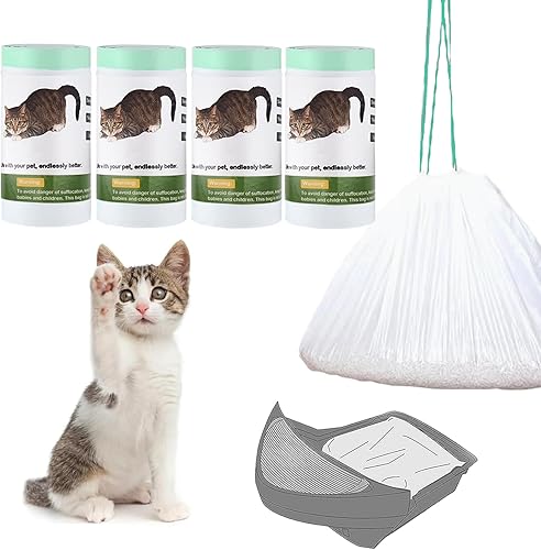 Paquete de 100 forros de repuesto para cajones de basura compatibles con caja de arena robot 4 y 3, bolsas gruesas y resistentes de auto-limpieza