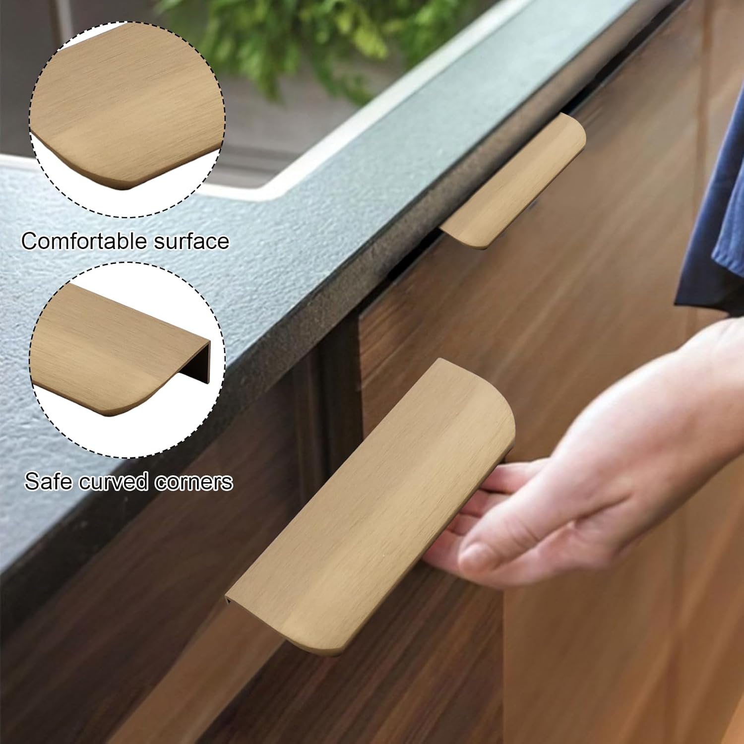 MOROBOR Finger Edge Pull, 10 PCS Concealed Rounded Edge Drawer Handles, Aluminum Alloy Invisible Wardrobe Handles for Cabinet Hardware Drawer, 120 mm/Bronze