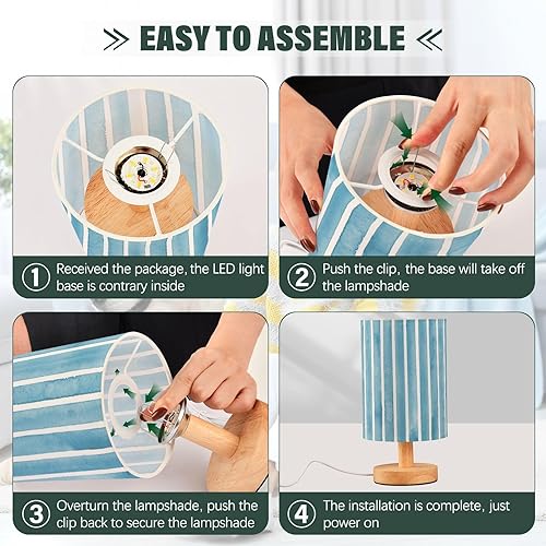 Miniatura 4 de Table Lamps Led Desk Lamp with Plug Teal Blue Stripes White Lamp for Boys Patio lampara escritorio Simple