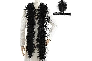 Soarer Black Ostrich Feather Boas – 2yards 3ply Long Led Boa for...