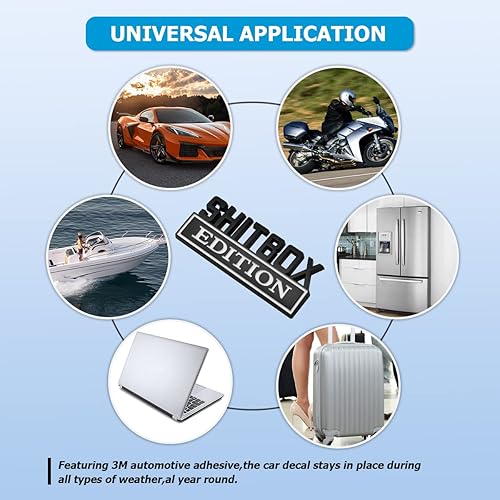 Miniatura 6 de AICEL Shitbox Edition Emblema de coche, calcomanía de repuesto para guardabarros 3D, calcomanía de metal personalizada para puerta trasera del
