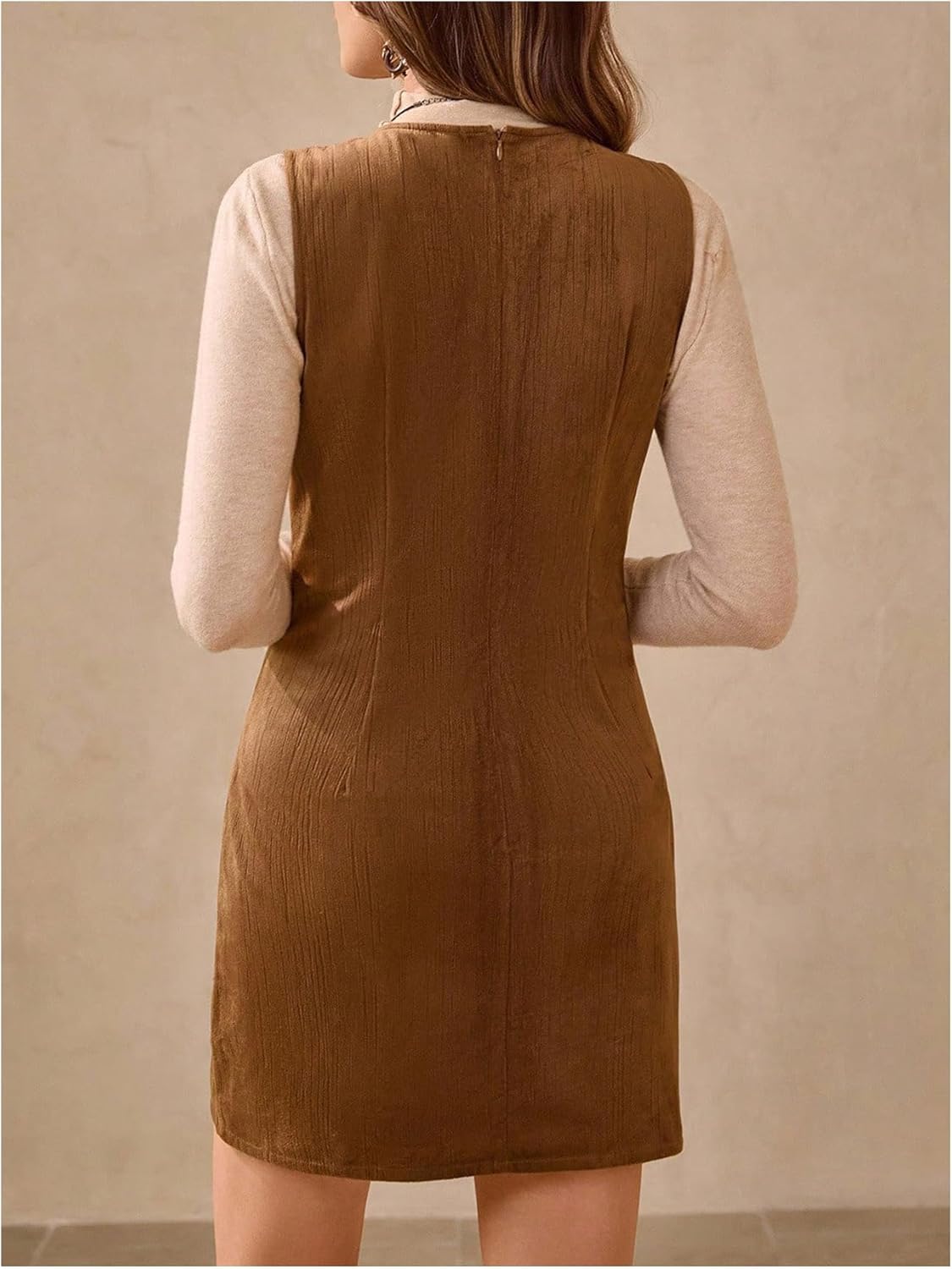 MakeMeChic Women's Denim Mini Dress Crew Neck Sleeveless Summer Cowboy Vintage Short Dresses - Image 2