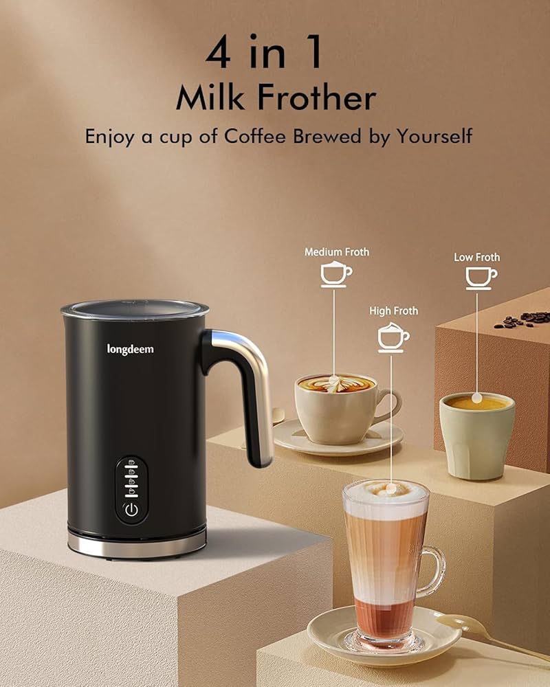 Amazon.com: LONGDEEM Milk Frother, 4 in 1 Electric Milk Foamer