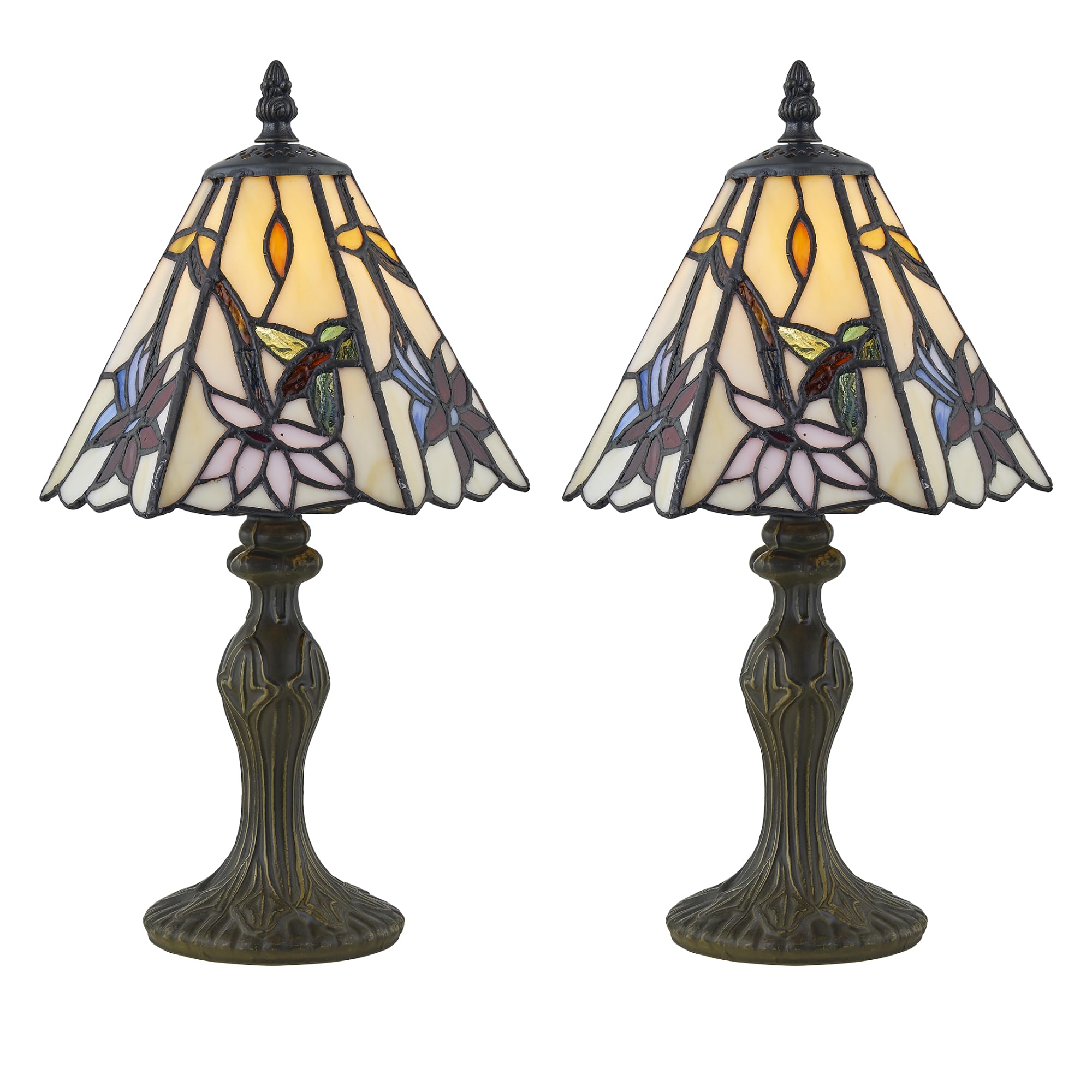 Set of 2 Chichester - Tiffany Coloured Glass 36cm Table Lamps