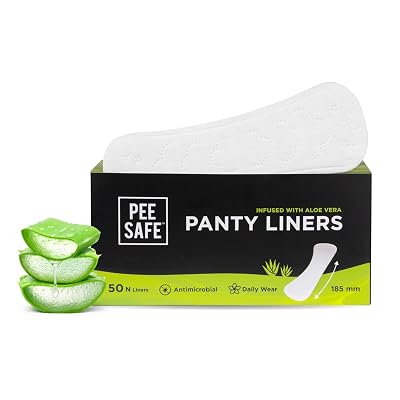 PEESAFE Aloe Vera Panty Liners (Pack of 50 Liners) | Curvy Design For Extra Comfort | Cottony-Soft Surface With 185mm Wi
