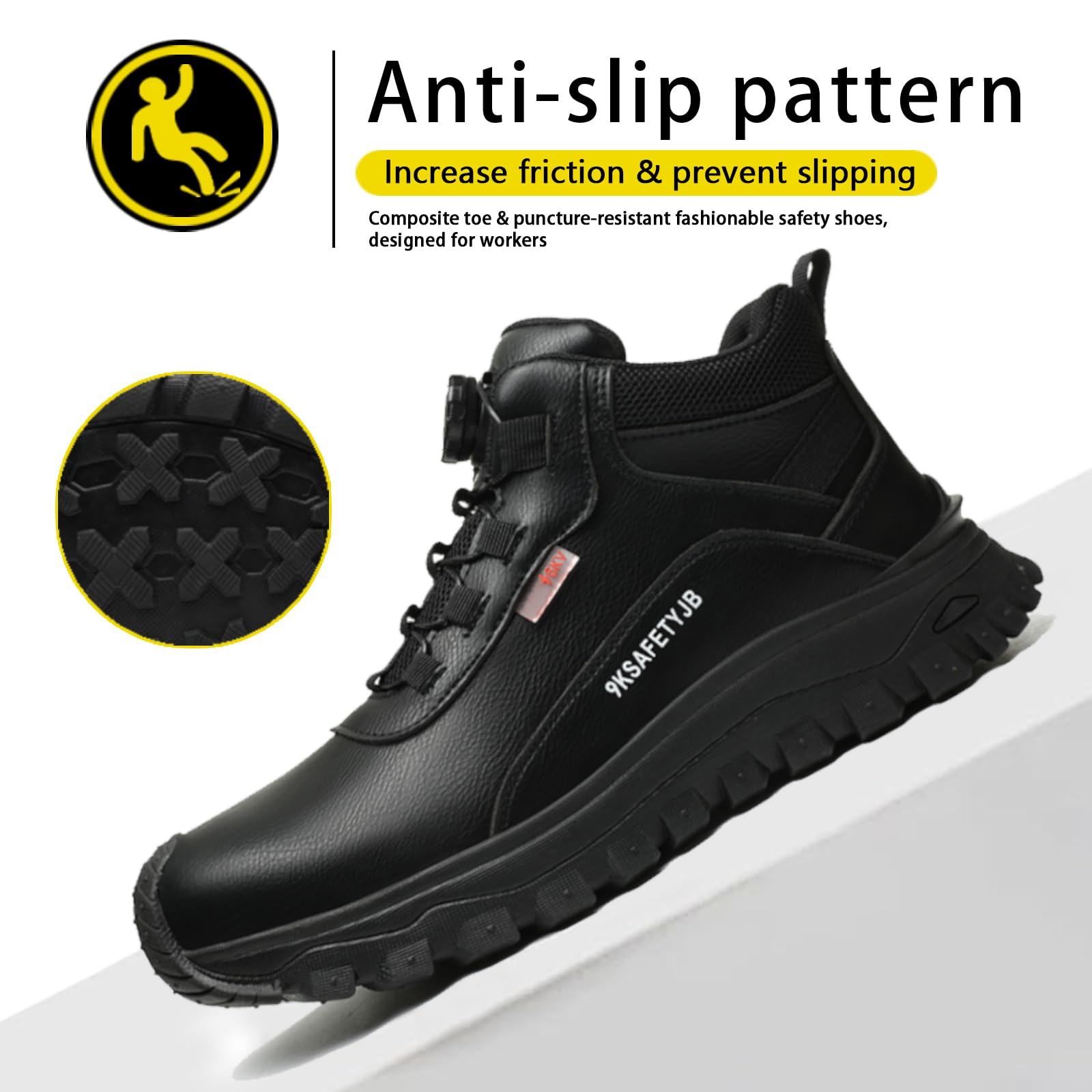 Composite Steel Toe Safety Shoes Lightweight Kevlar Puncture Resistant 6KV Electrical Insulated Breathable Waterproof Slip Resistant Industrial Construction Sneakers Rubber Sole Work Boots