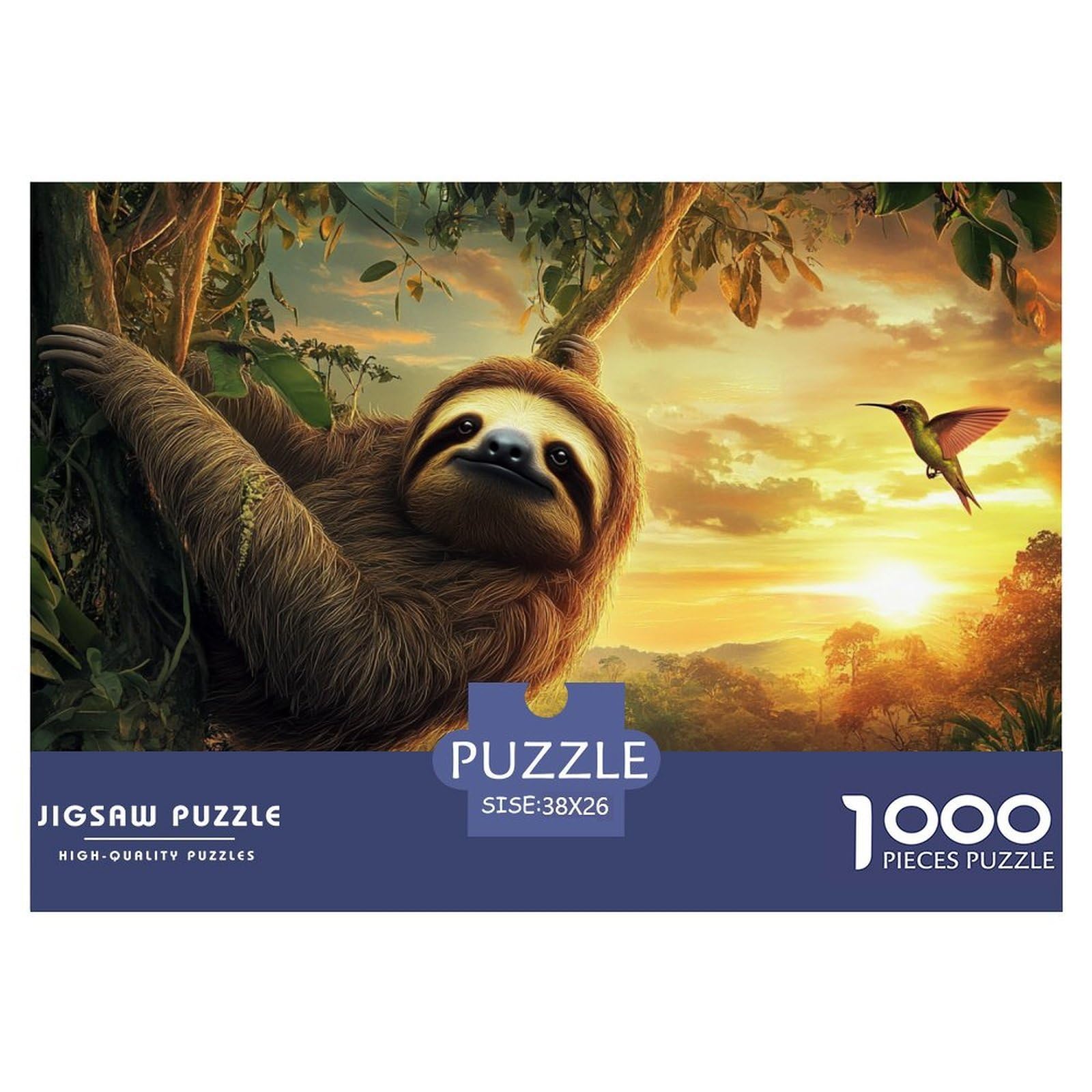 Puzzle Sloth 1000 Pieces Challenge Game for Adults,Dusk Scene Impossible Jigsaw Puzzles 1000 Pieces Educational Game Home Decoration 38x26cm/1000pcs — image 1