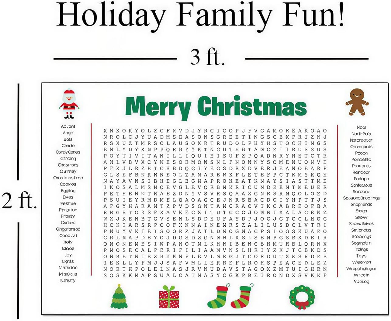 New Christmas Word Search Poster with Wipeable Marker, 36" x 24" Family Gathering Activity Wall Game, Suitable for Family Gatherings, Classrooms, and Offices - Image 4