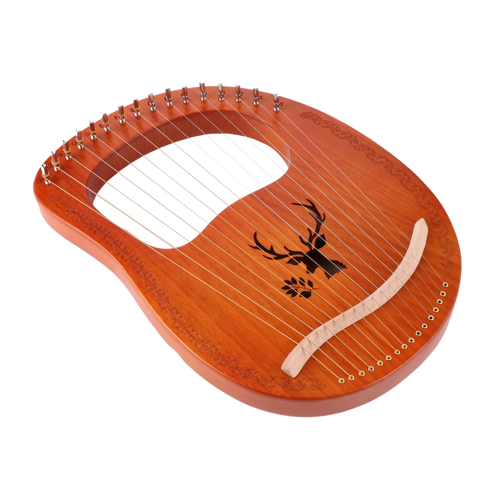 TOYANDONA Arpa Lira Strumento Corda Corde in Metallo di Pannello Decorativo Motivo Renna Ponte ad Altezza Bordi Arrotondati per Presa Sicura Strumento Musicale Portatile